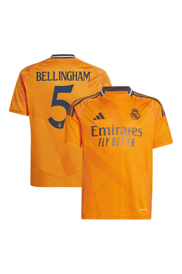 adidas Orange Kids Real Madrid Away Shirt 2024-25 Bellingham 5 Printing