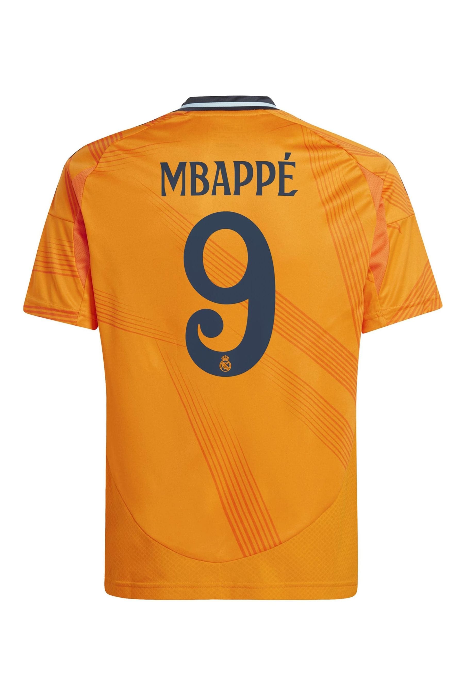 adidas Orange Kids Real Madrid Away Shirt 2024-25 Mbappe 9 Printing