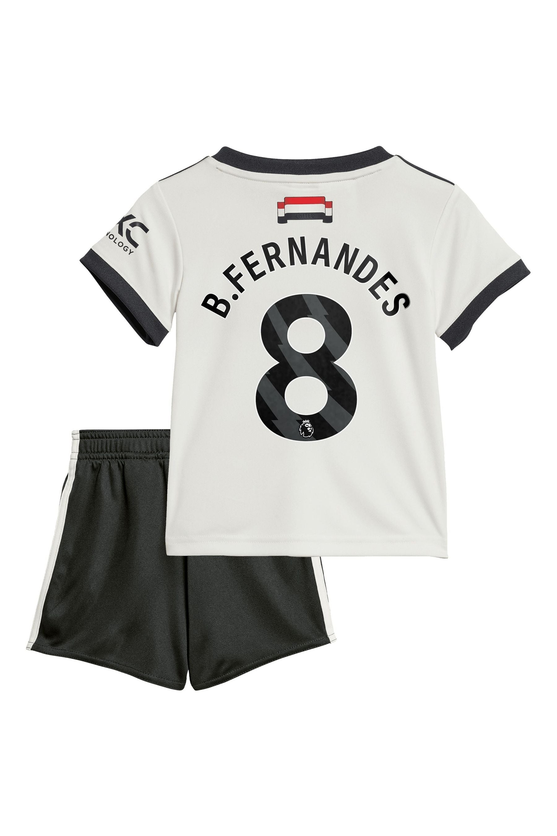 adidas White Original Manchester United EPL Third Baby Kit 2024-25 with B.Fernandes 8 Printing