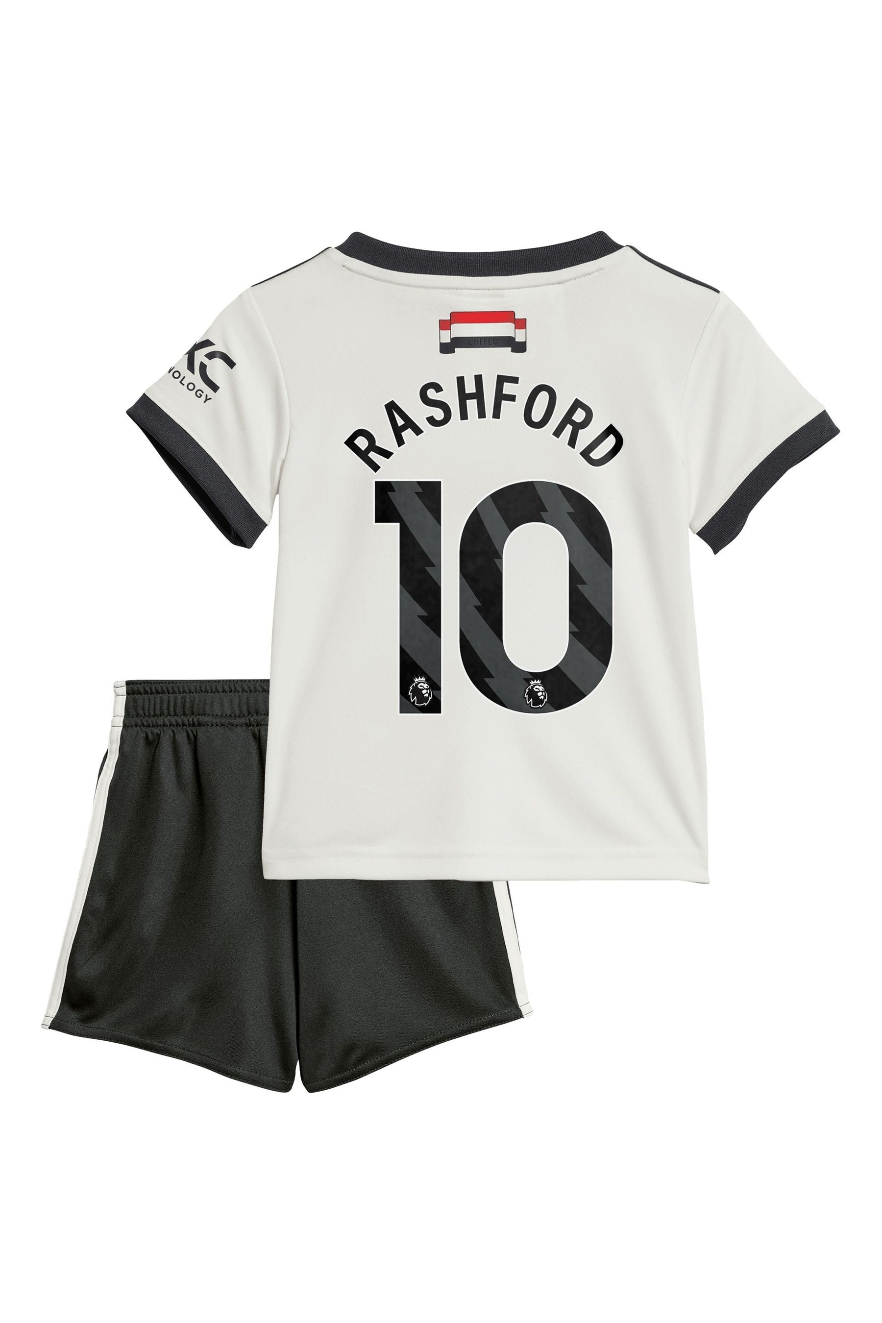 adidas White Baby Manchester United EPL Third Kit 2024-25 with Rashford 10 Printing