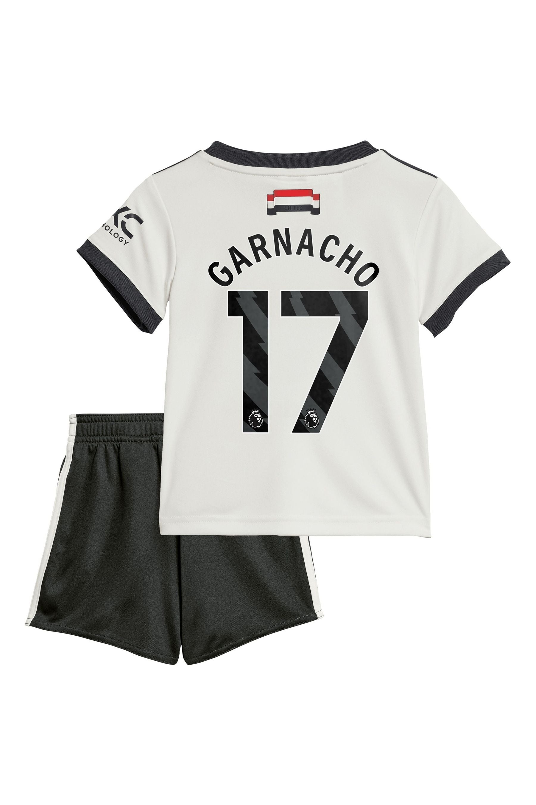 adidas White Manchester United EPL Third Baby Kit 2024-25 with Garnacho 17 Printing