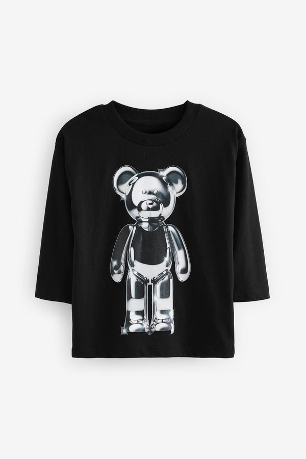 Metallic Bear Long Sleeve 100% Cotton T-Shirt (3mths-7yrs)