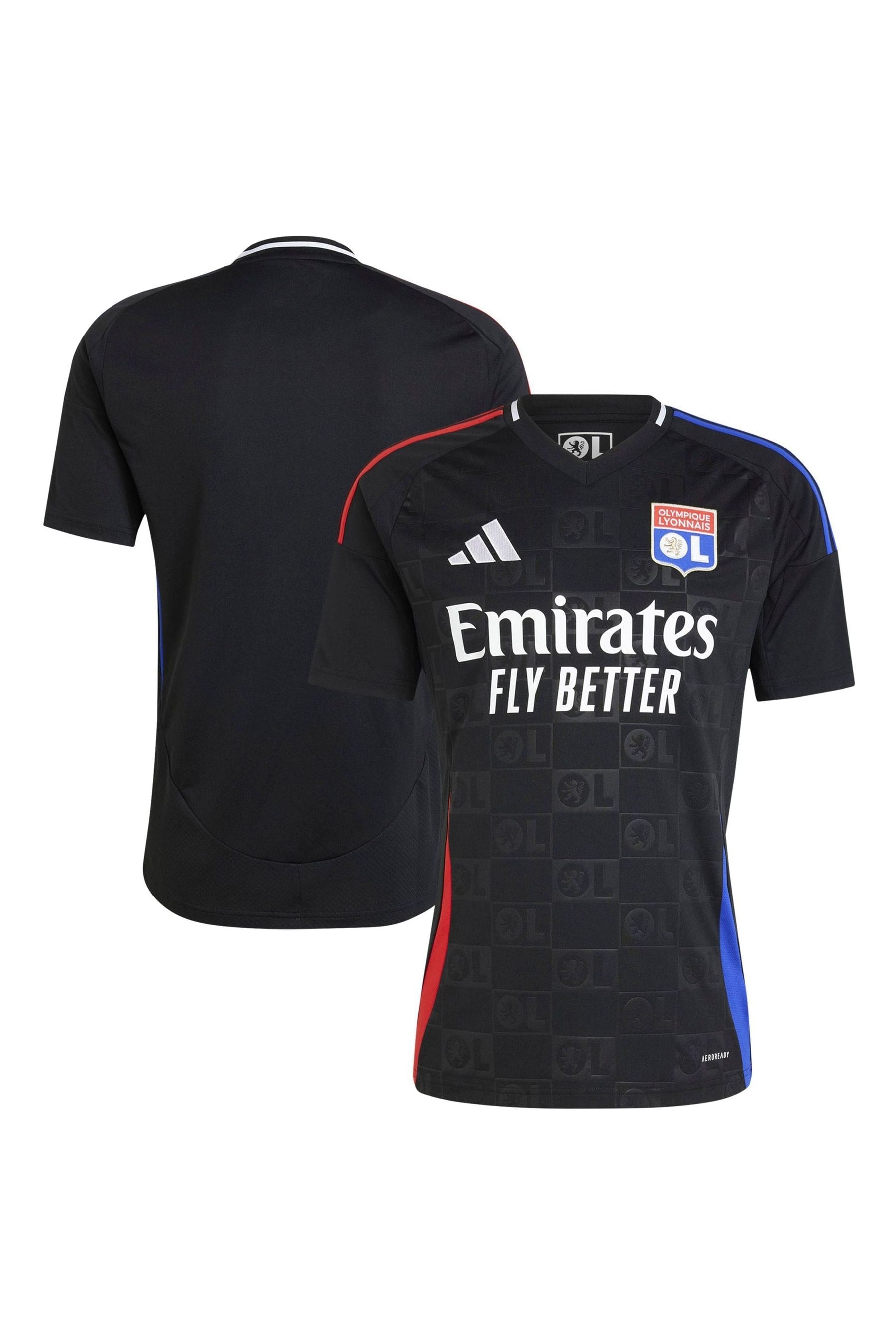 adidas Black Kids Olympique Lyon Away Shirt 2024-25