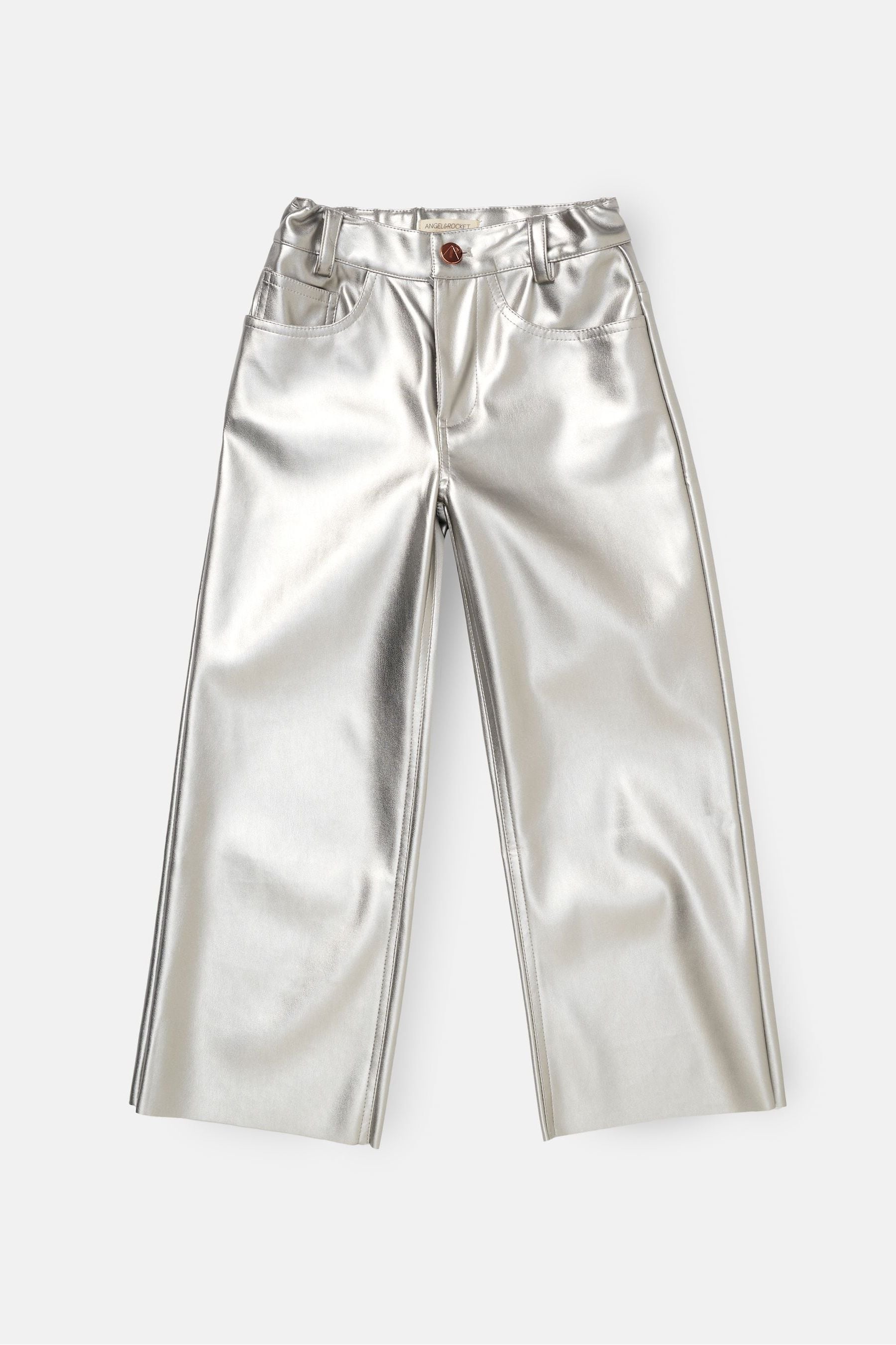 Angel & Rocket Silver Wide Leg Metallic Jeans