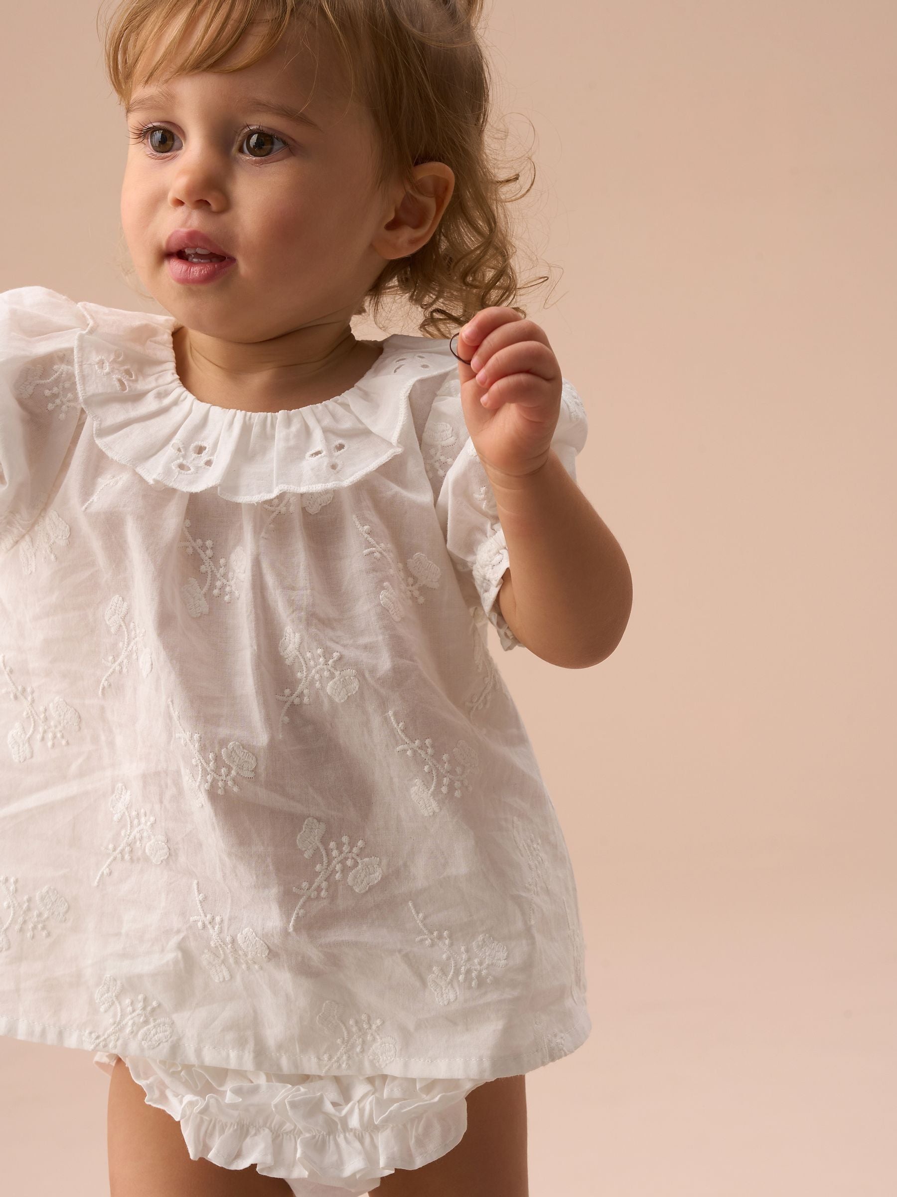 Angel & Rocket White Mia Ivory Embroidered 100% Cotton Tunic And Bloomer Set