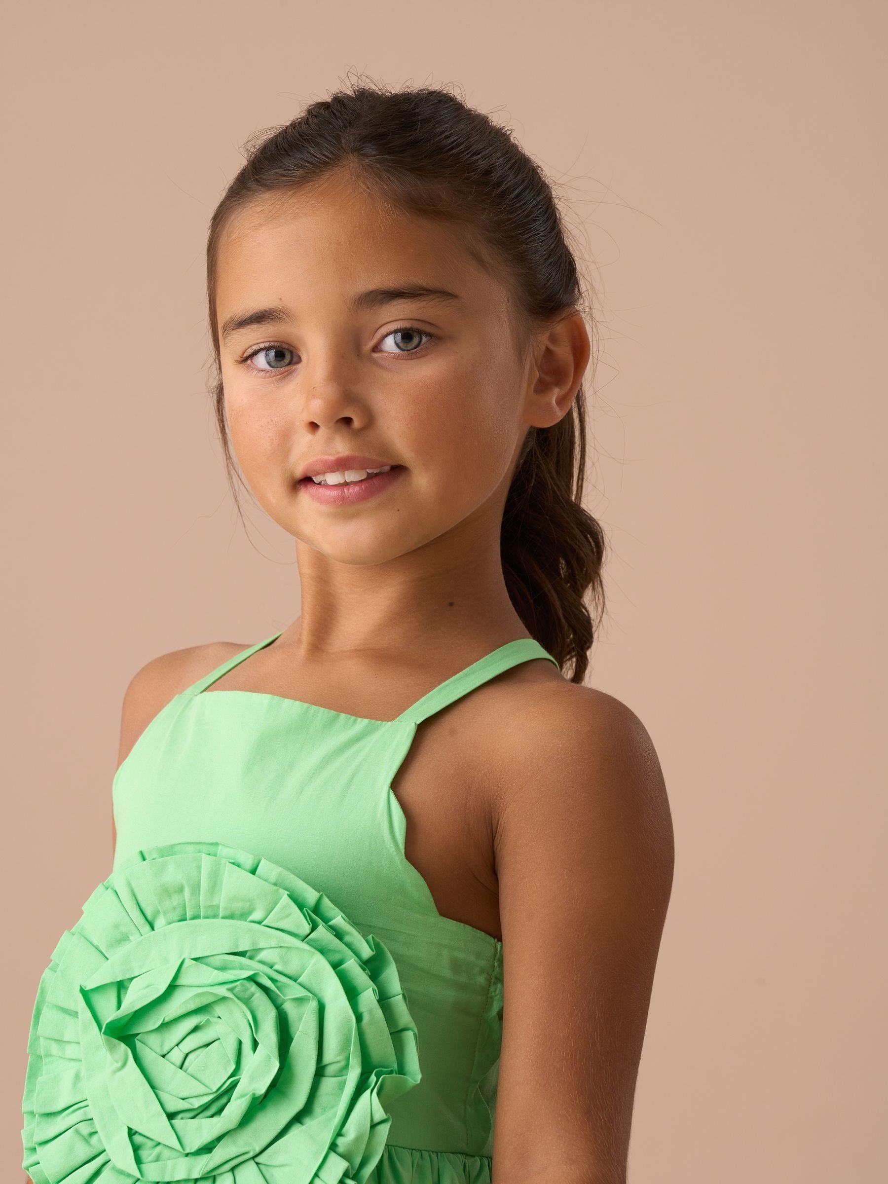 Angel & Rocket Green Alegra Corsage Scallop 100% Cotton Dress