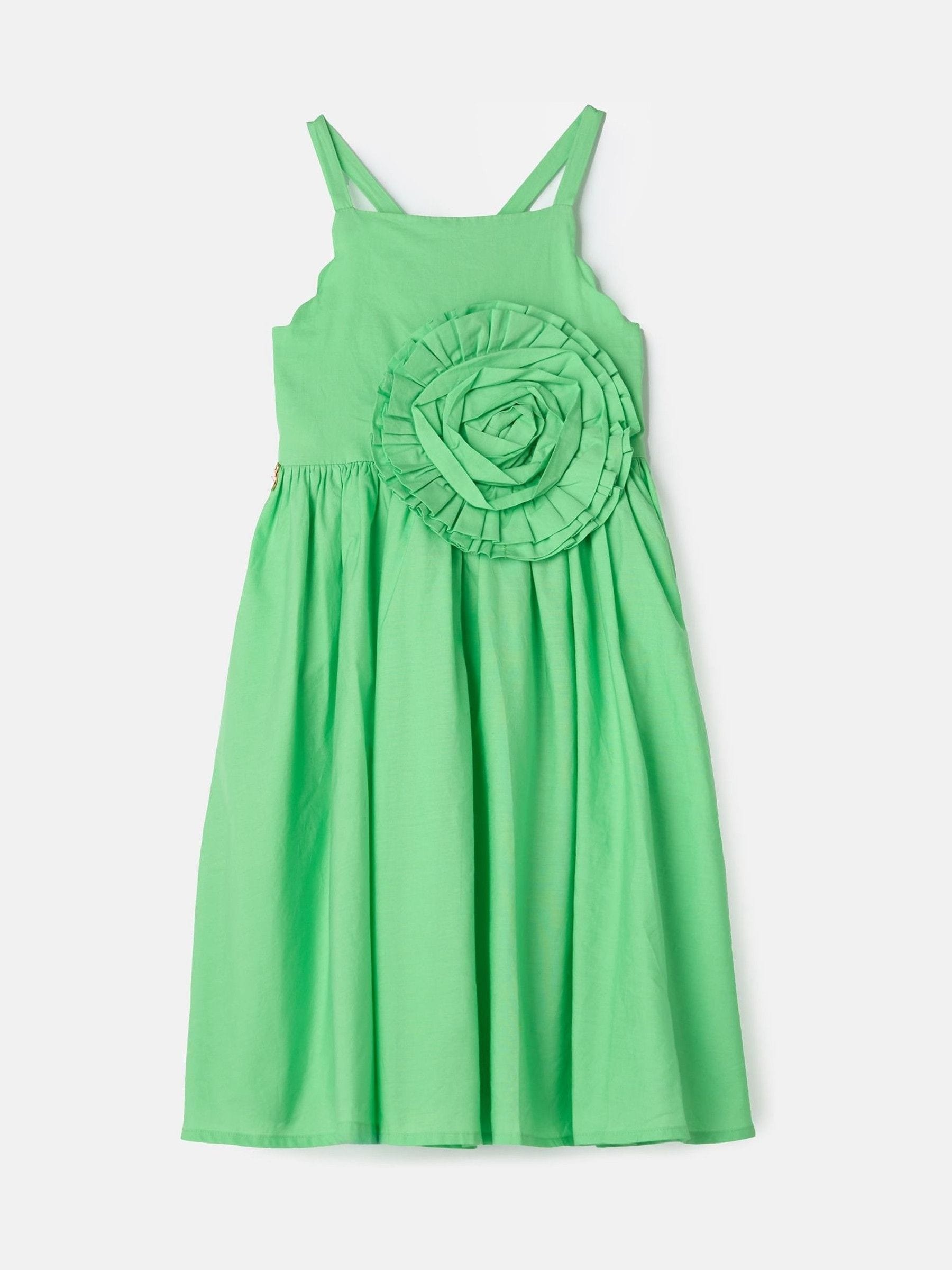 Angel & Rocket Green Alegra Corsage Scallop 100% Cotton Dress