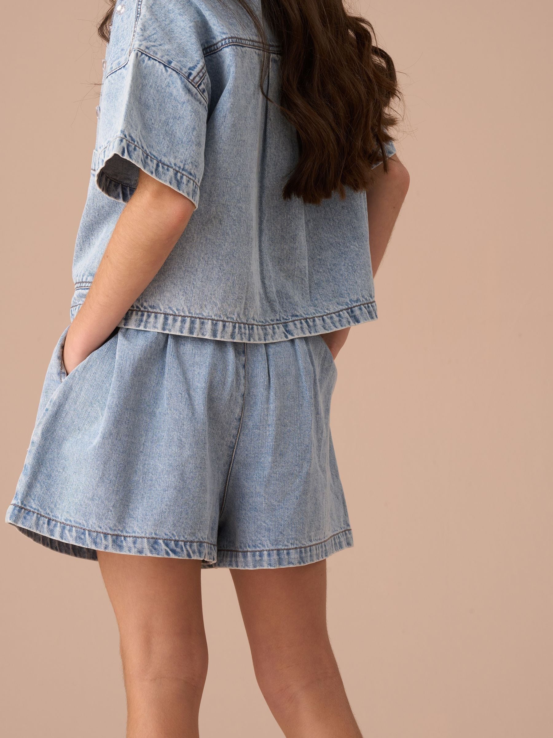 Angel & Rocket Blue Zeta Denim Diamonte Pull On 100% Cotton Short