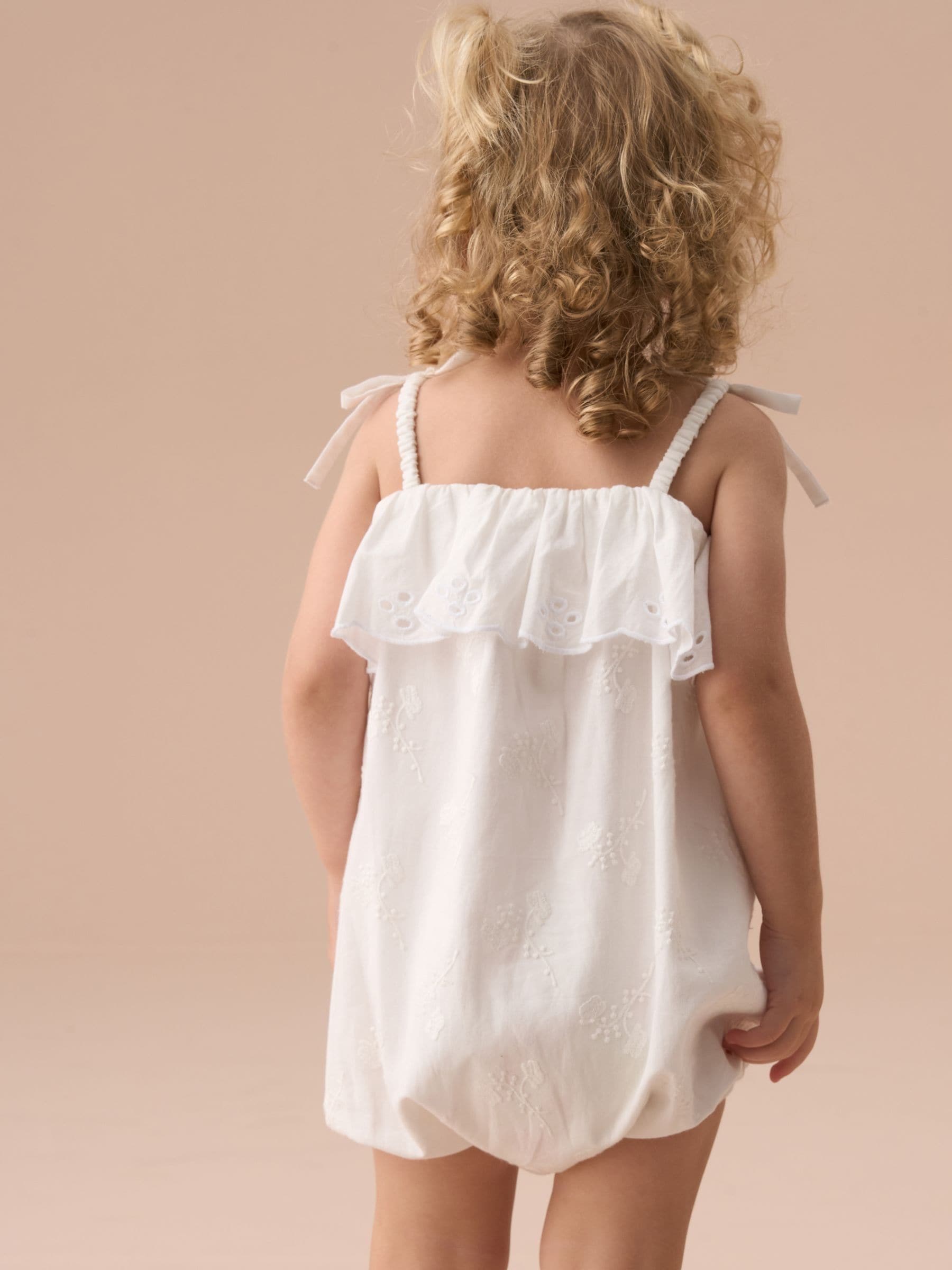 Angel & Rocket White Mimi Ivory Embroidered 100% Cotton Romper