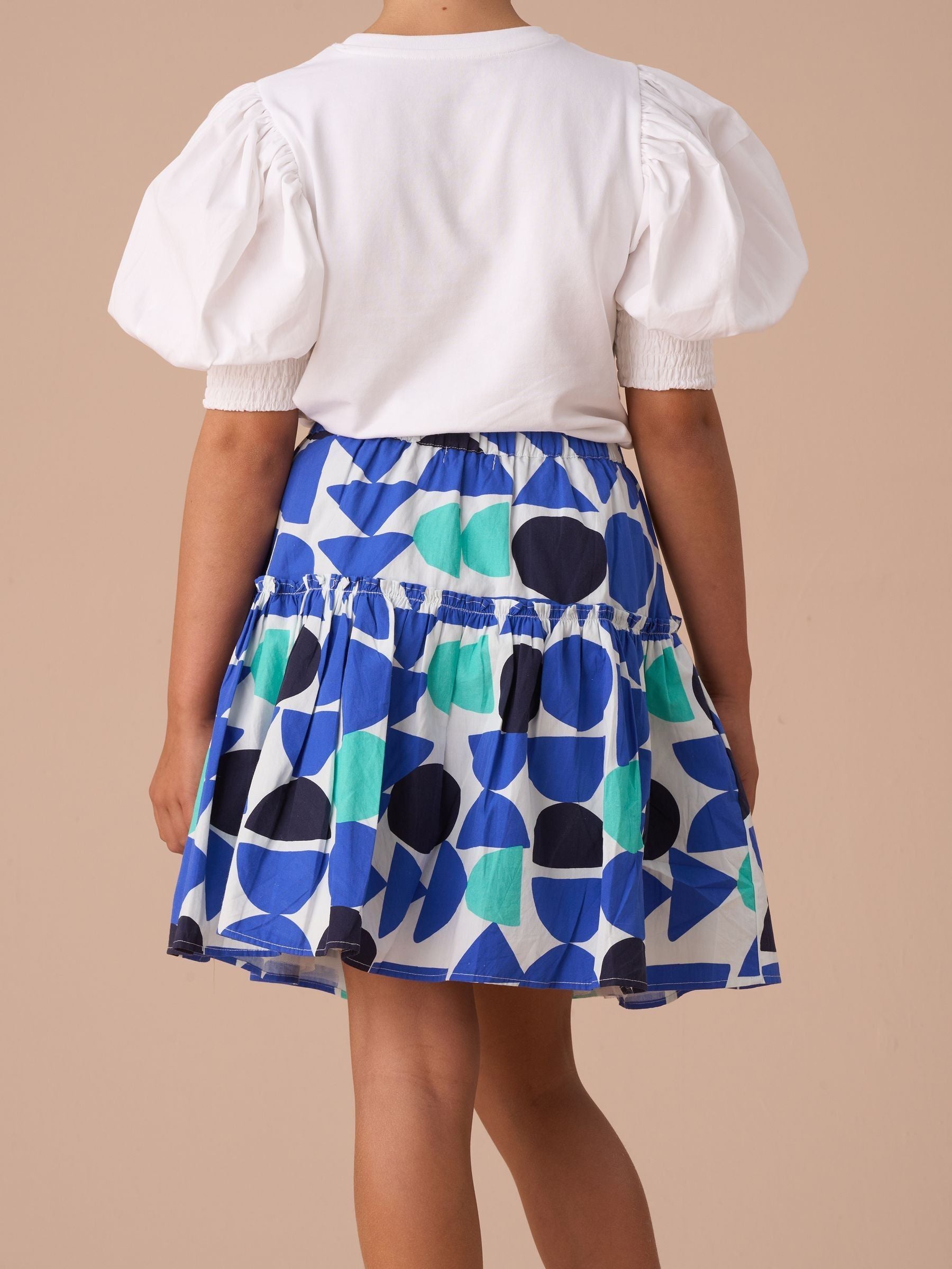 Angel & Rocket Blue Corina Print Tiered 100% Cotton Skirt