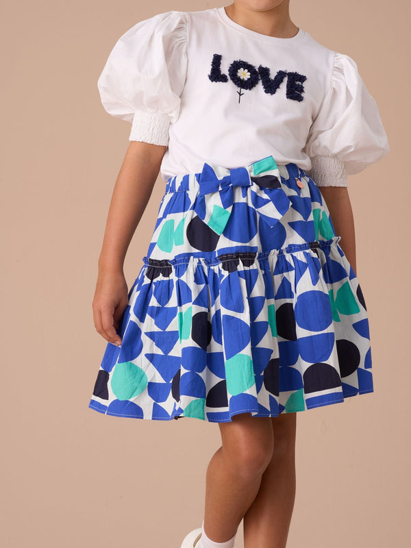 Angel & Rocket Blue Corina Print Tiered 100% Cotton Skirt