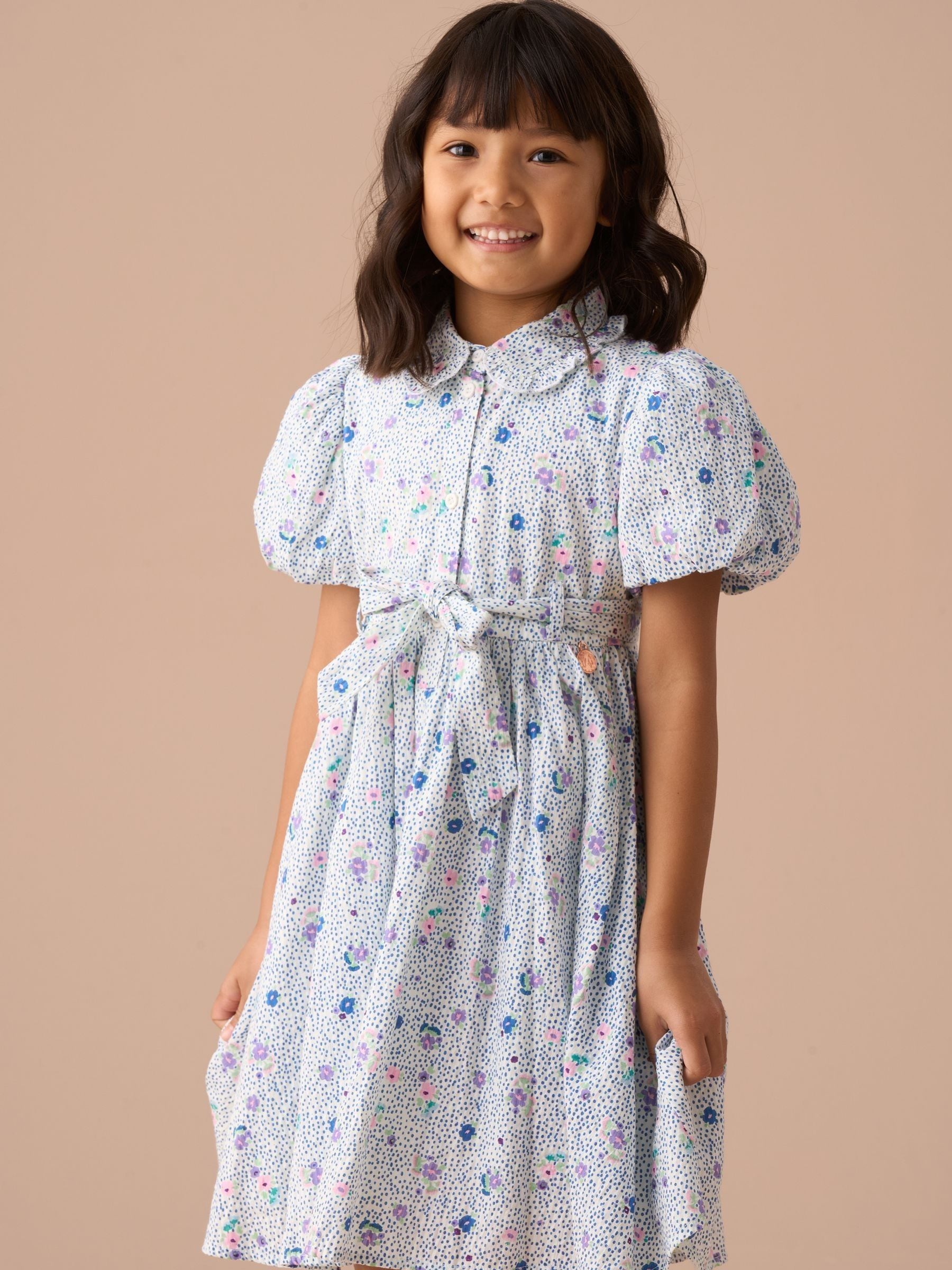 Angel & Rocket Blue Danni Printed 100% Cotton Shirt Dress