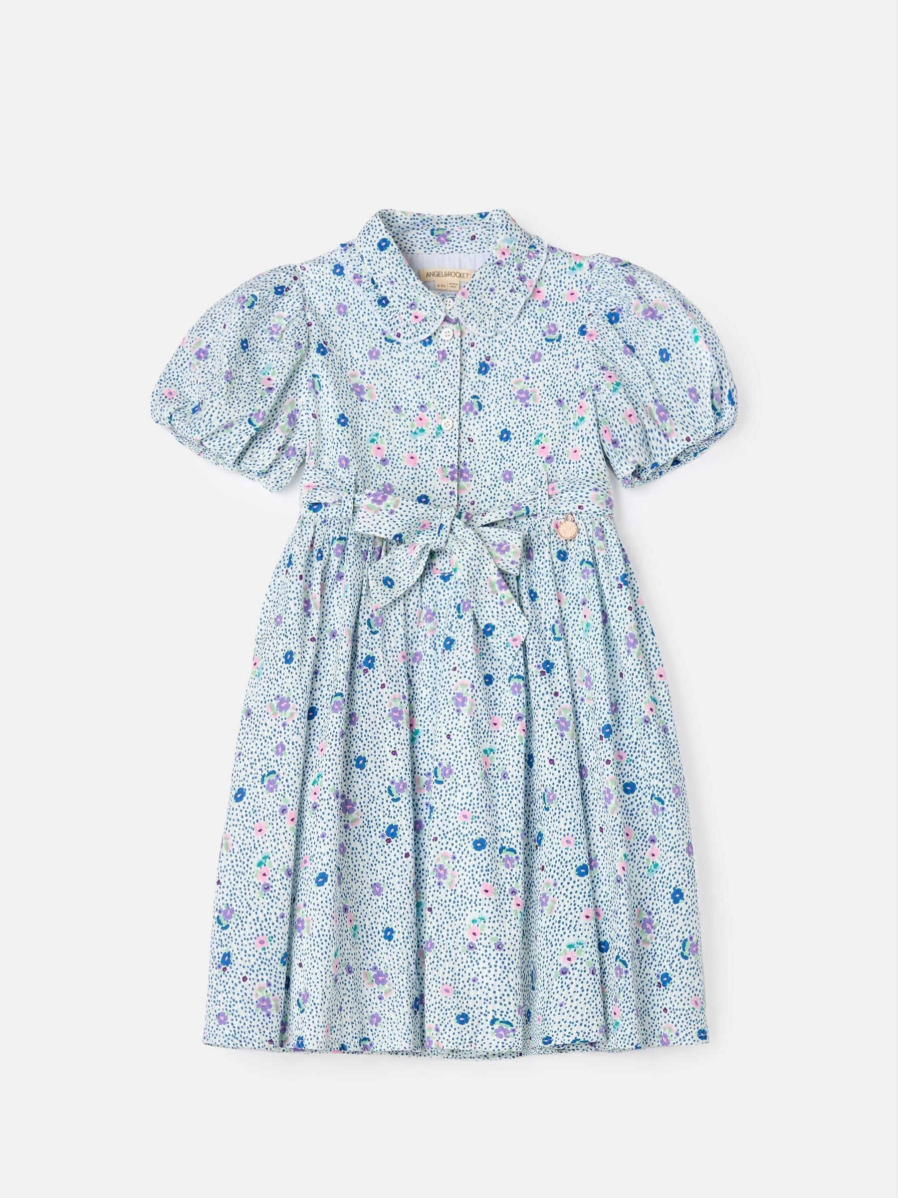 Angel & Rocket Blue Danni Printed 100% Cotton Shirt Dress