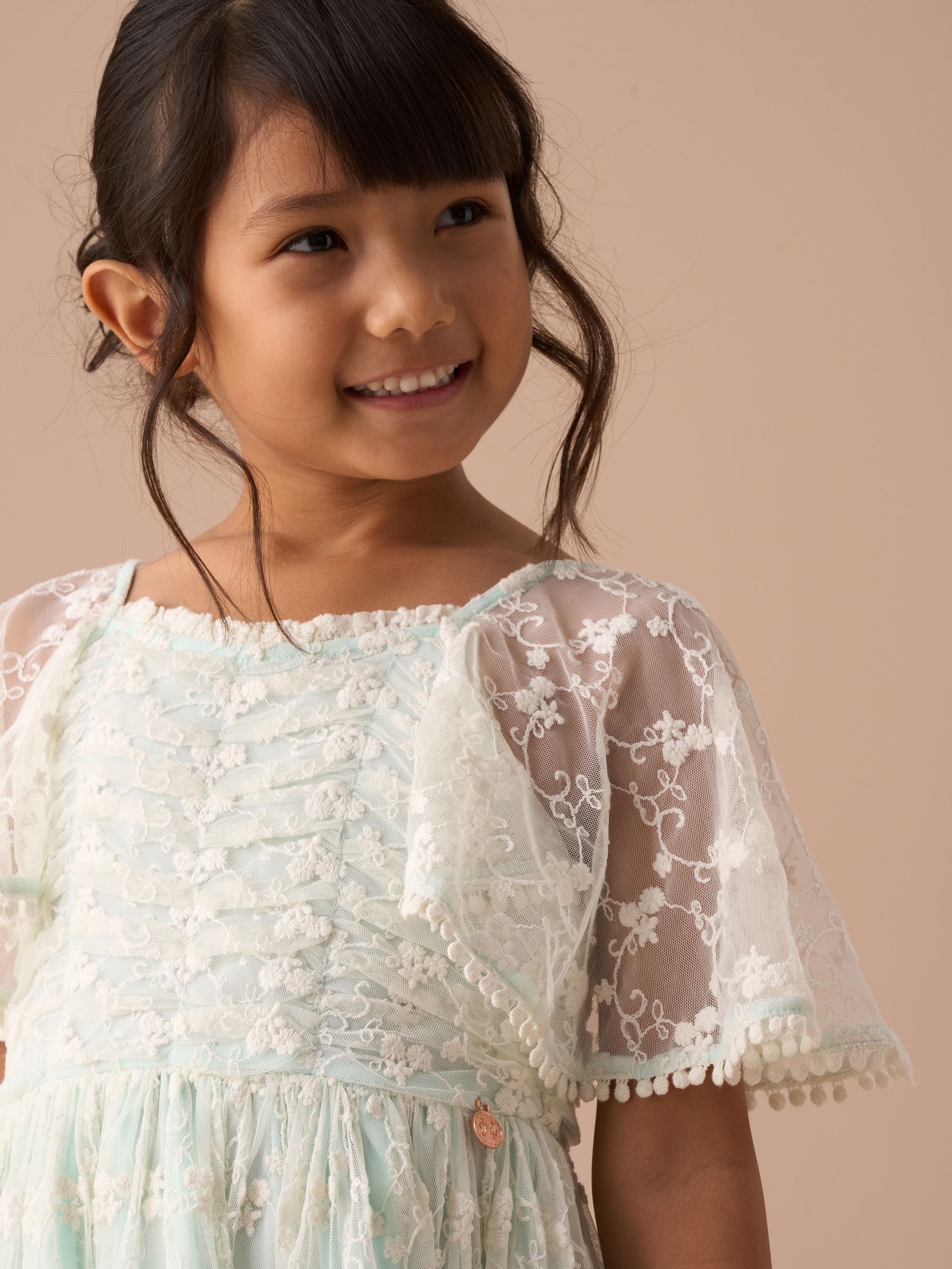 Angel & Rocket Green Anabelle Mint Lace Tiered Dress