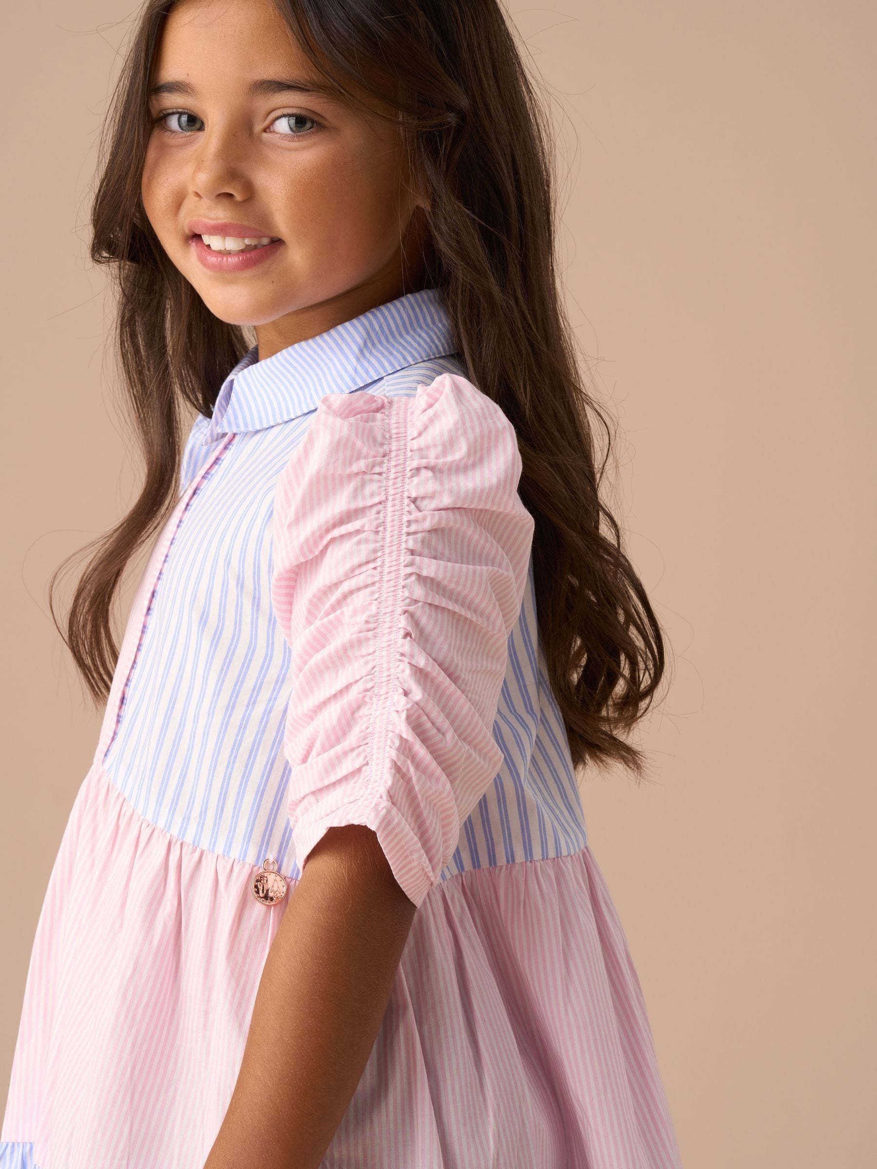 Angel & Rocket Blue Frankie Mix Stripe Shirt 100% Cotton Dress