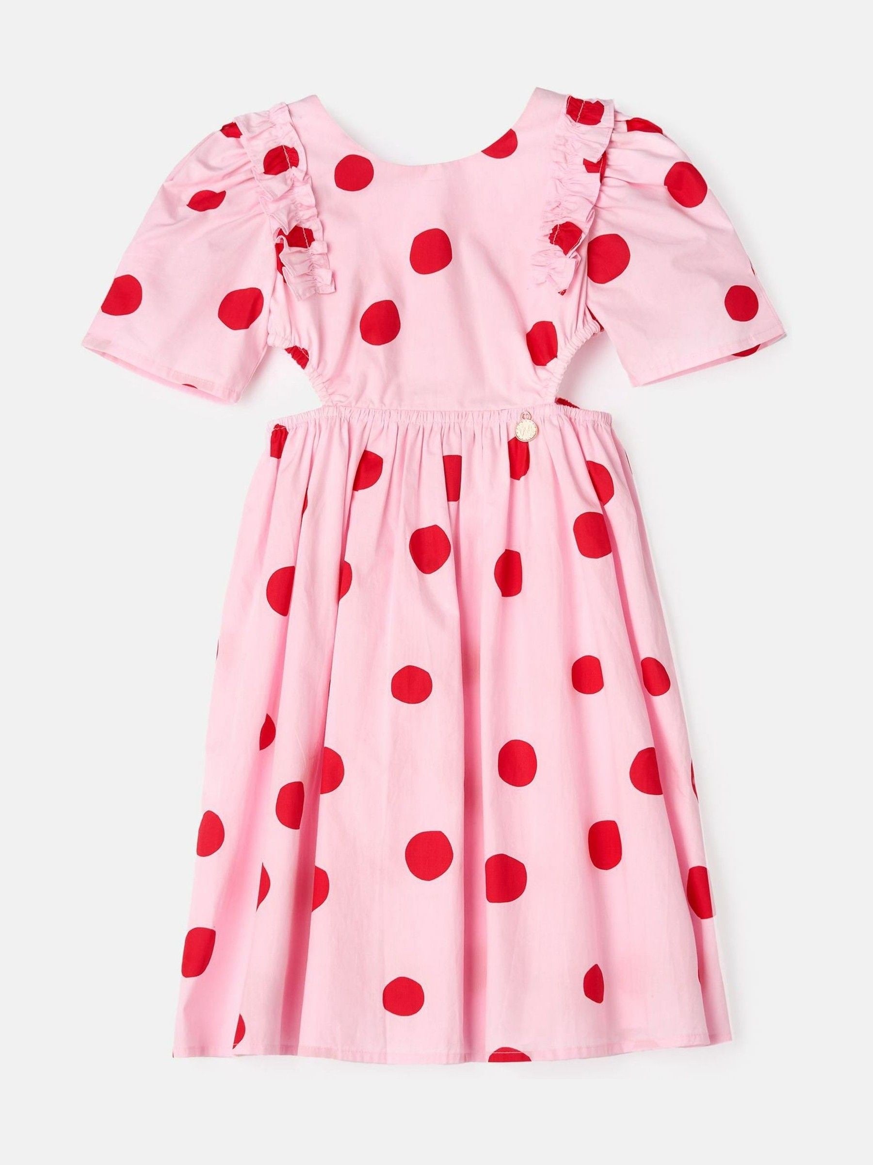 Angel & Rocket Pink Amara Spot Puff Sleeve Dress