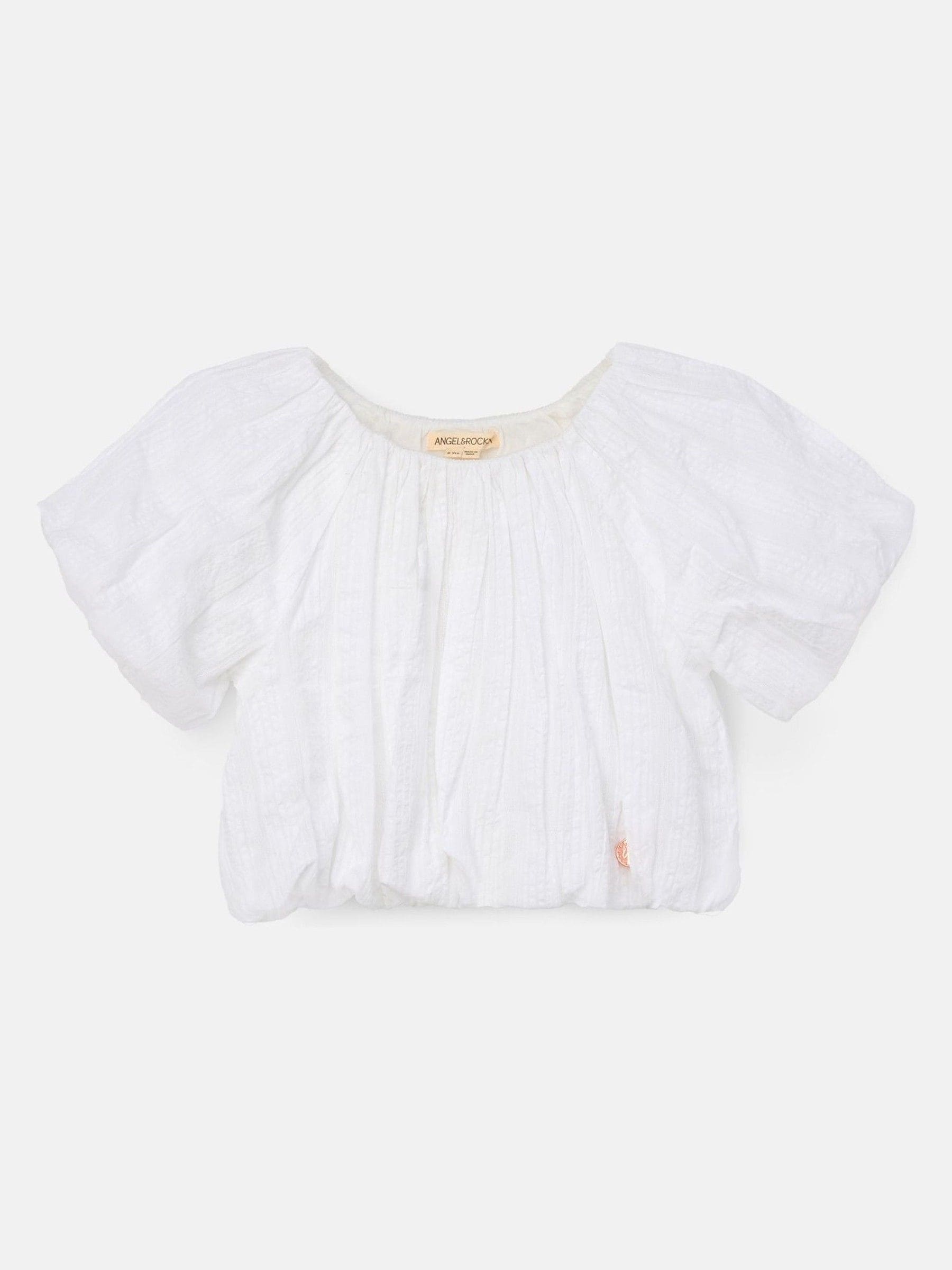 Angel & Rocket White Michela White 100% Cotton Puffball Blouses