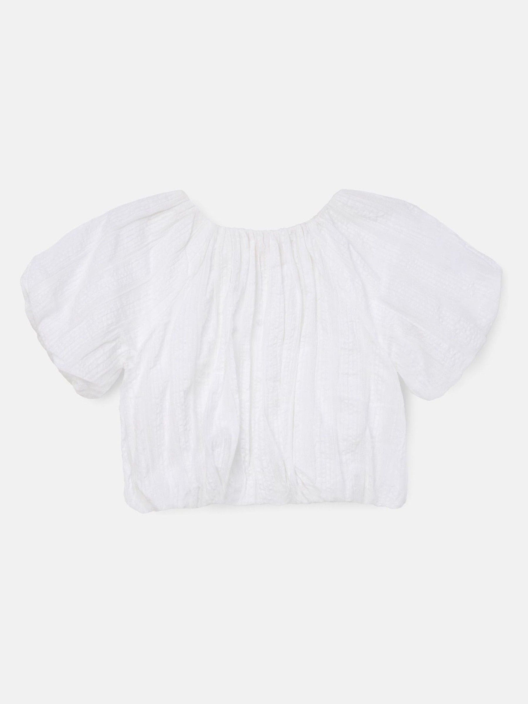 Angel & Rocket White Michela White 100% Cotton Puffball Blouses