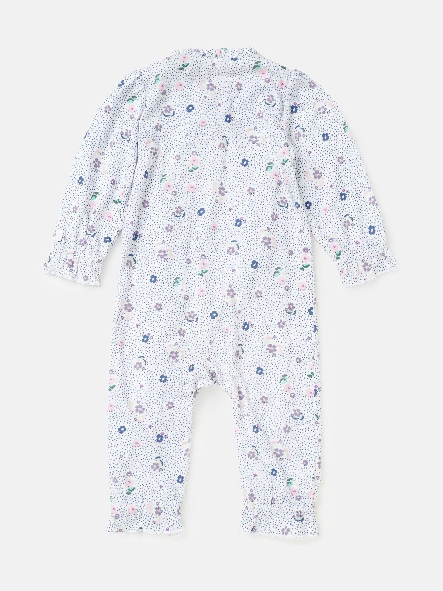 Angel & Rocket Blue Danni Spot Floral Print Babygrow & Headband