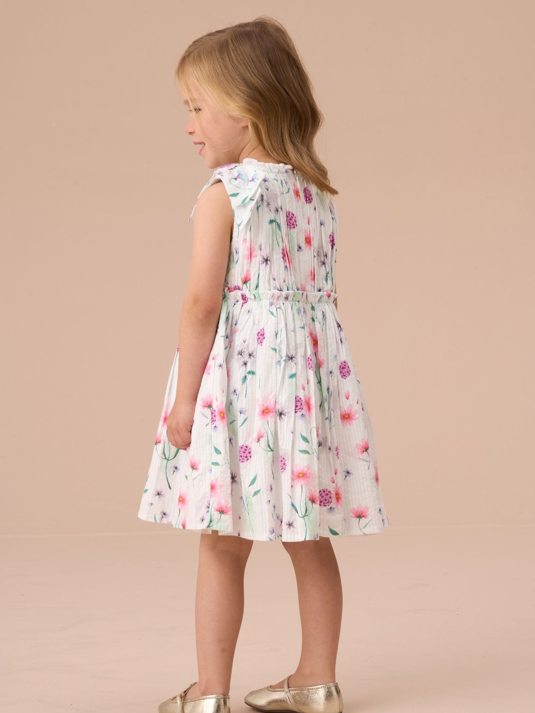 Angel & Rocket White Giana Multi Watercolour Floral Print 100% Cotton Dress And Bloomer Set