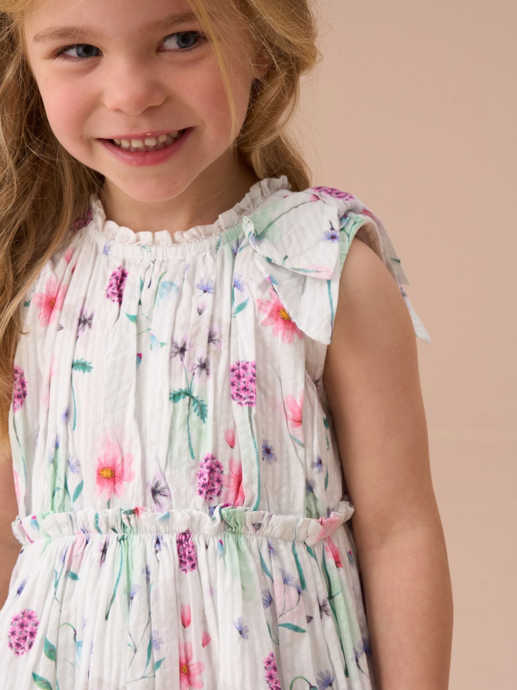 Angel & Rocket White Giana Multi Watercolour Floral Print 100% Cotton Dress And Bloomer Set