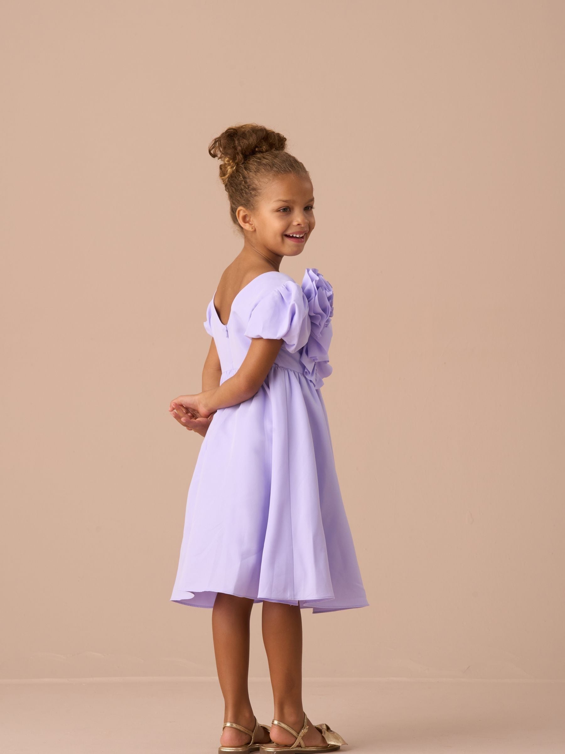 Angel & Rocket Purple Angel & Rocket Nieve Purple Cascade Corsage Dress