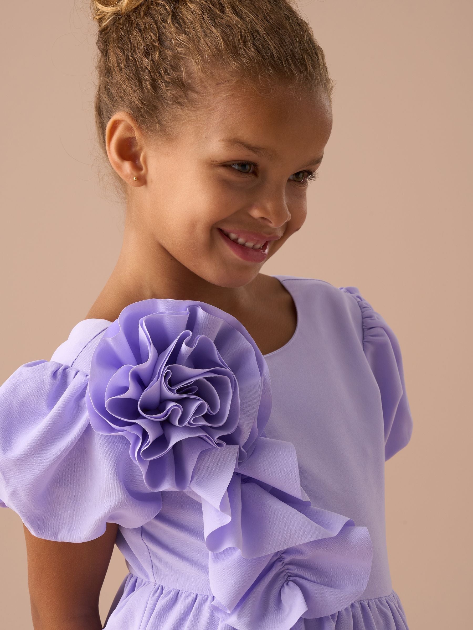 Angel & Rocket Purple Angel & Rocket Nieve Purple Cascade Corsage Dress