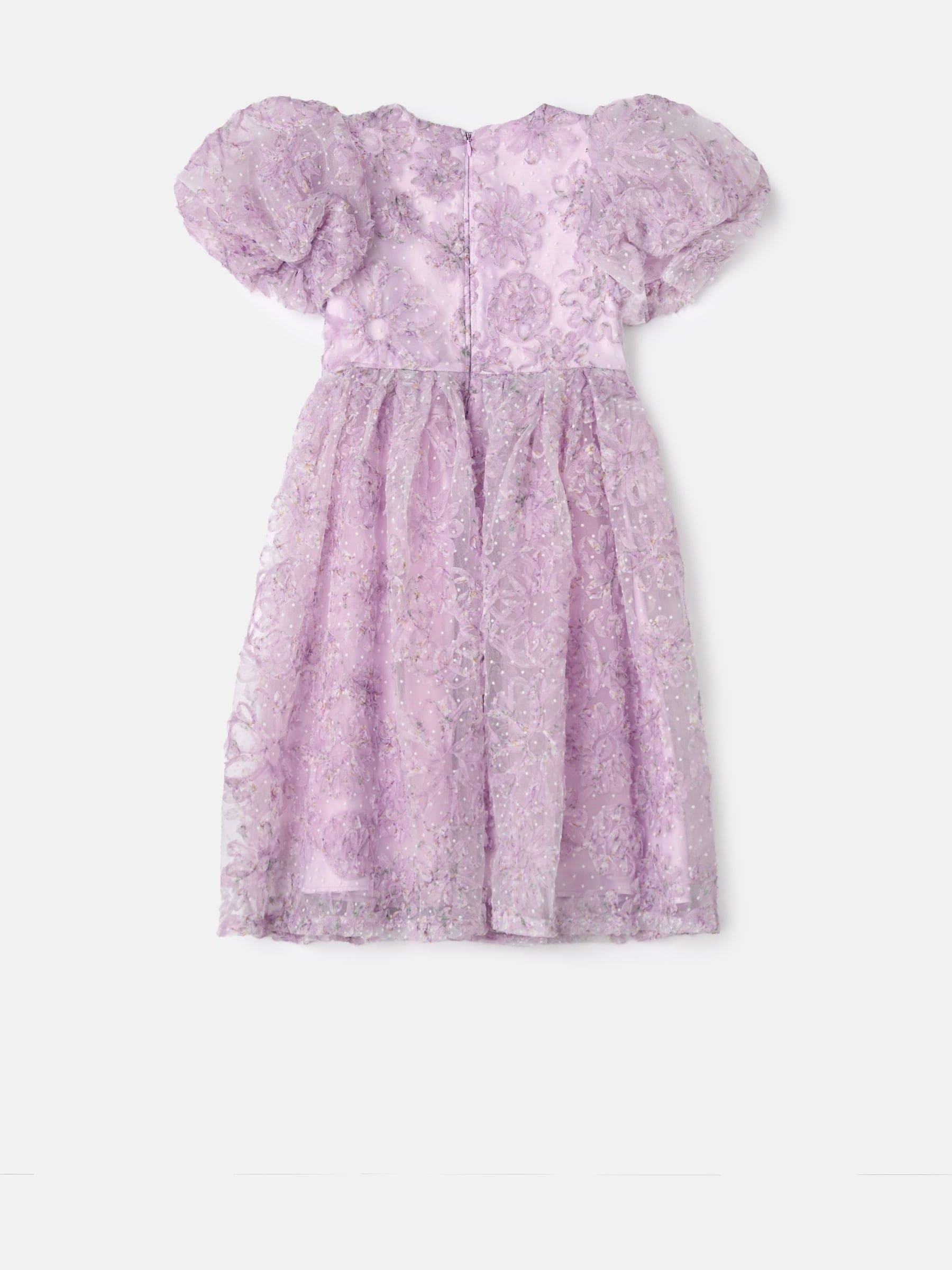 Angel & Rocket Purple Ines Purple Embellished Puff Sleeve Dress