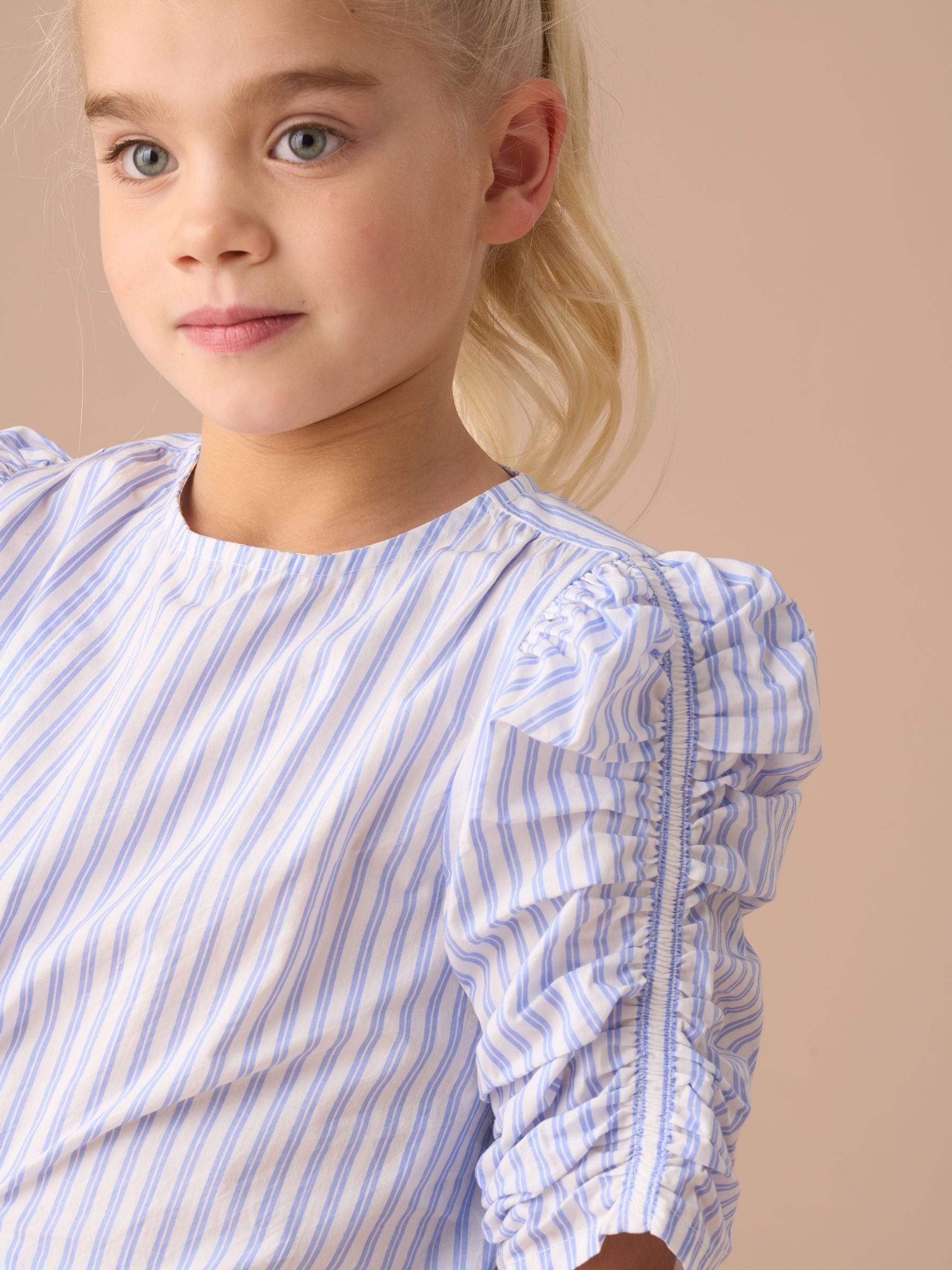 Angel & Rocket Blue Lara Stripe Tie Front Print 100% Cotton Blouses