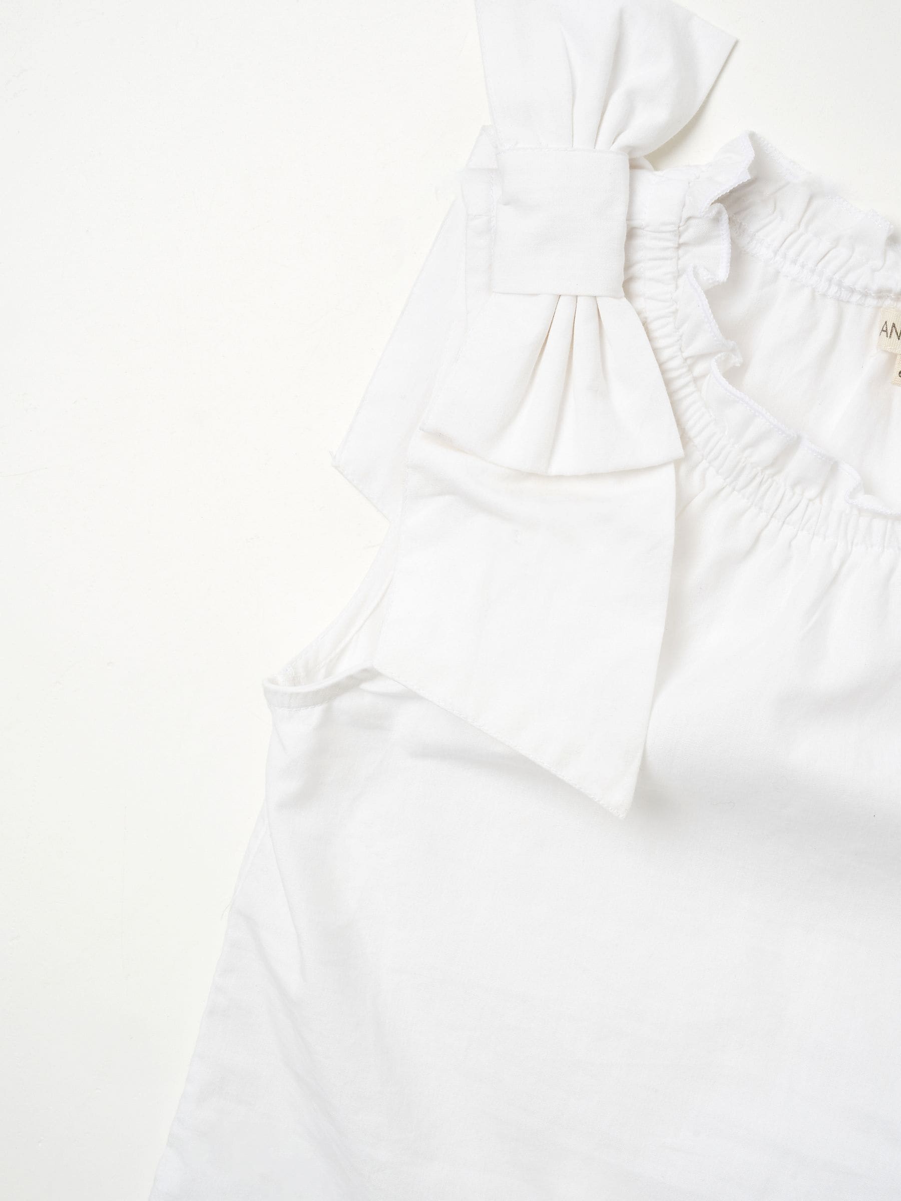 Angel & Rocket White Laurel Bow Shoulder Woven 100% Cotton Blouse