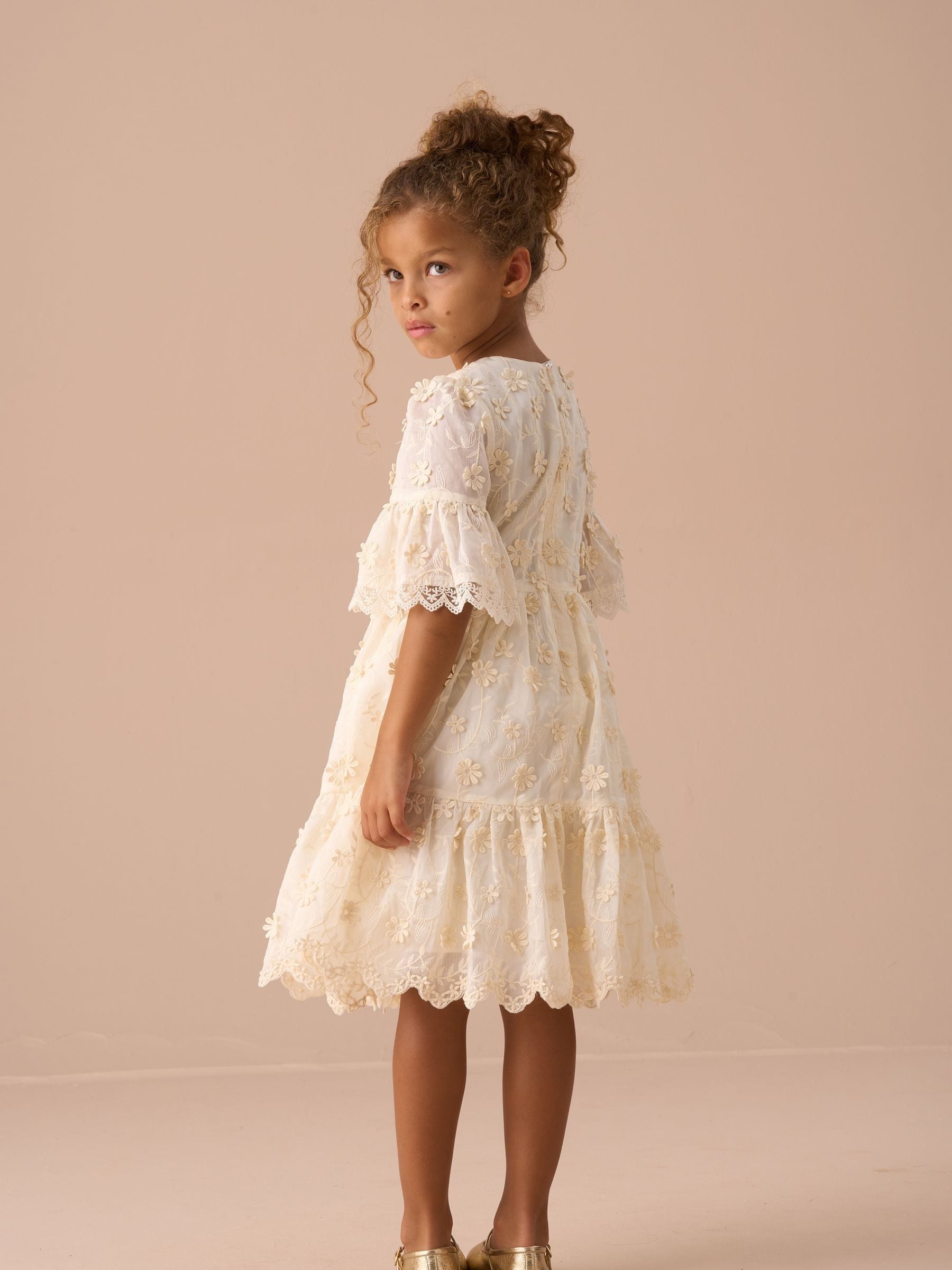 Angel & Rocket Cream Delphine Embellished Swing Dress