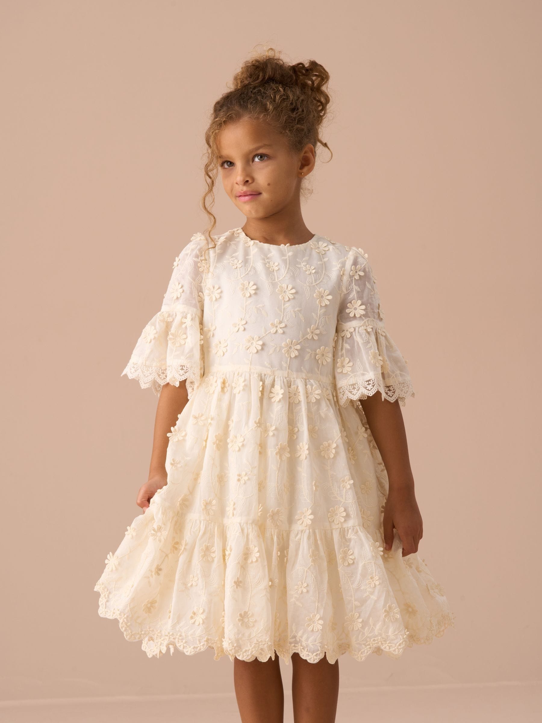 Angel & Rocket Cream Delphine Embellished Swing Dress