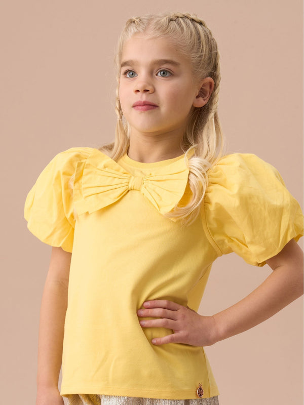 Angel & Rocket Yellow Eleri Bow Puff Sleeve Top