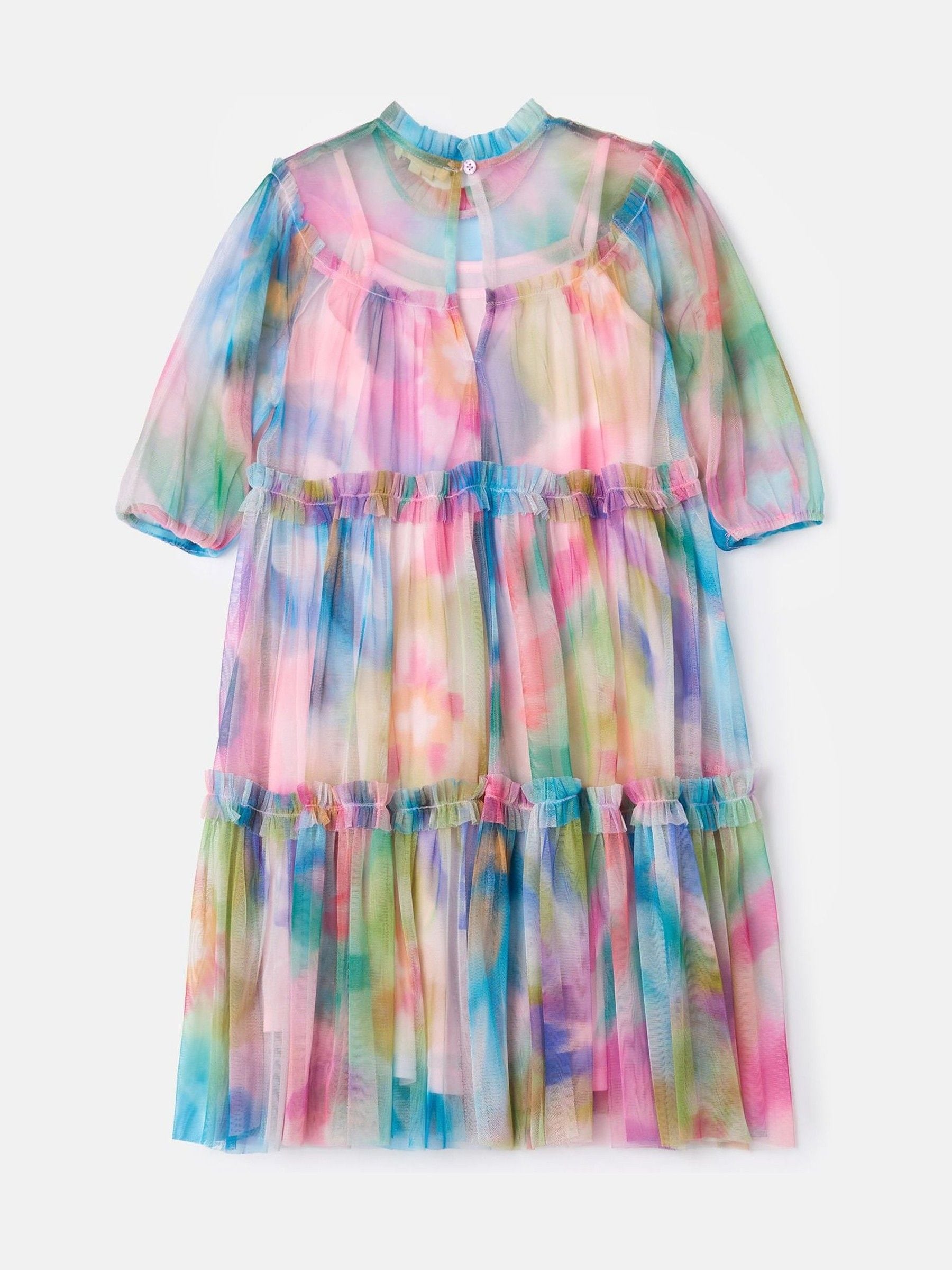 Angel & Rocket Pink Eleanor Multi Printed Swing Mesh Dress