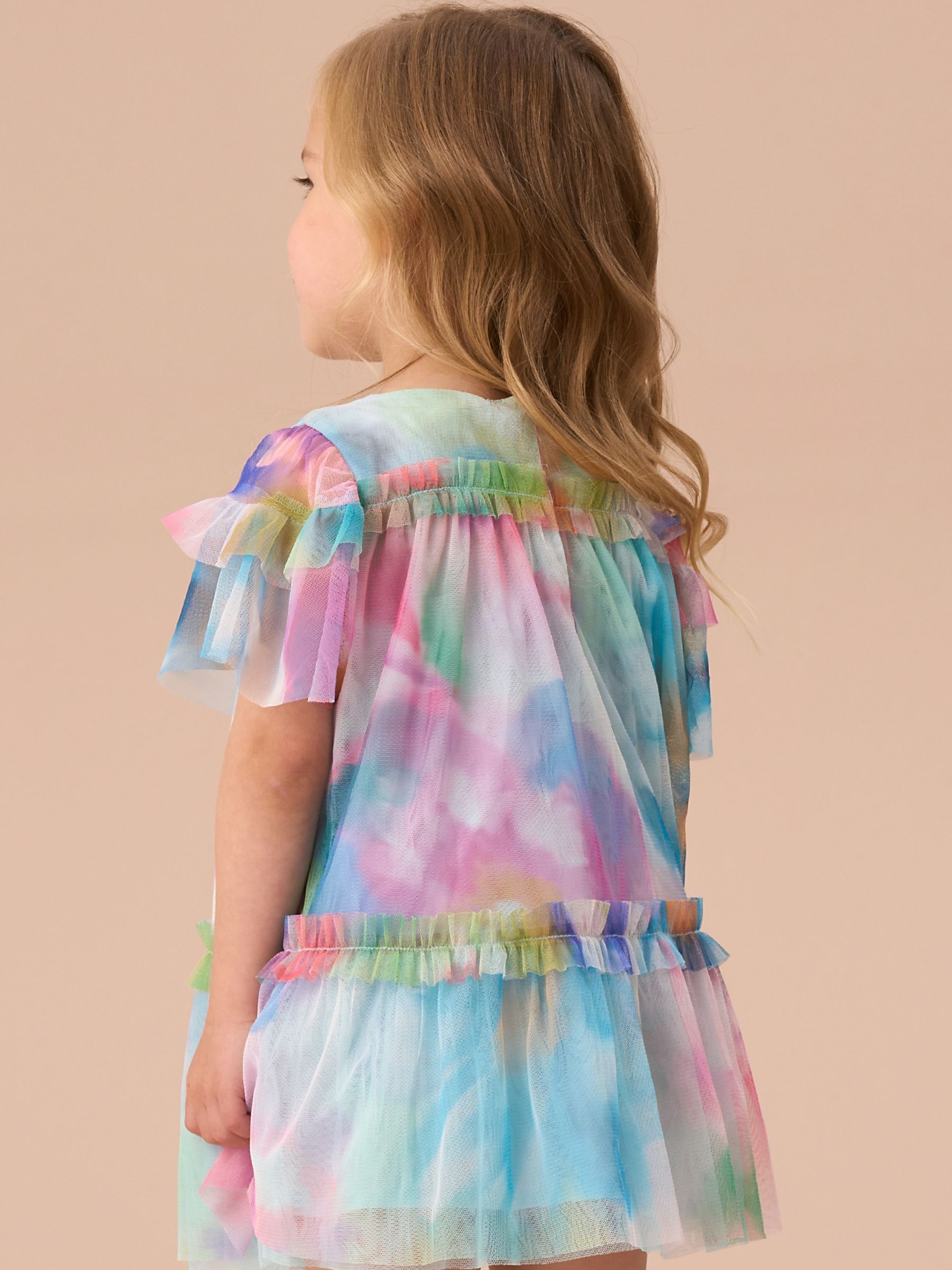 Angel & Rocket Pink Eleanor Multi Print Mesh Dress And Bloomer Set