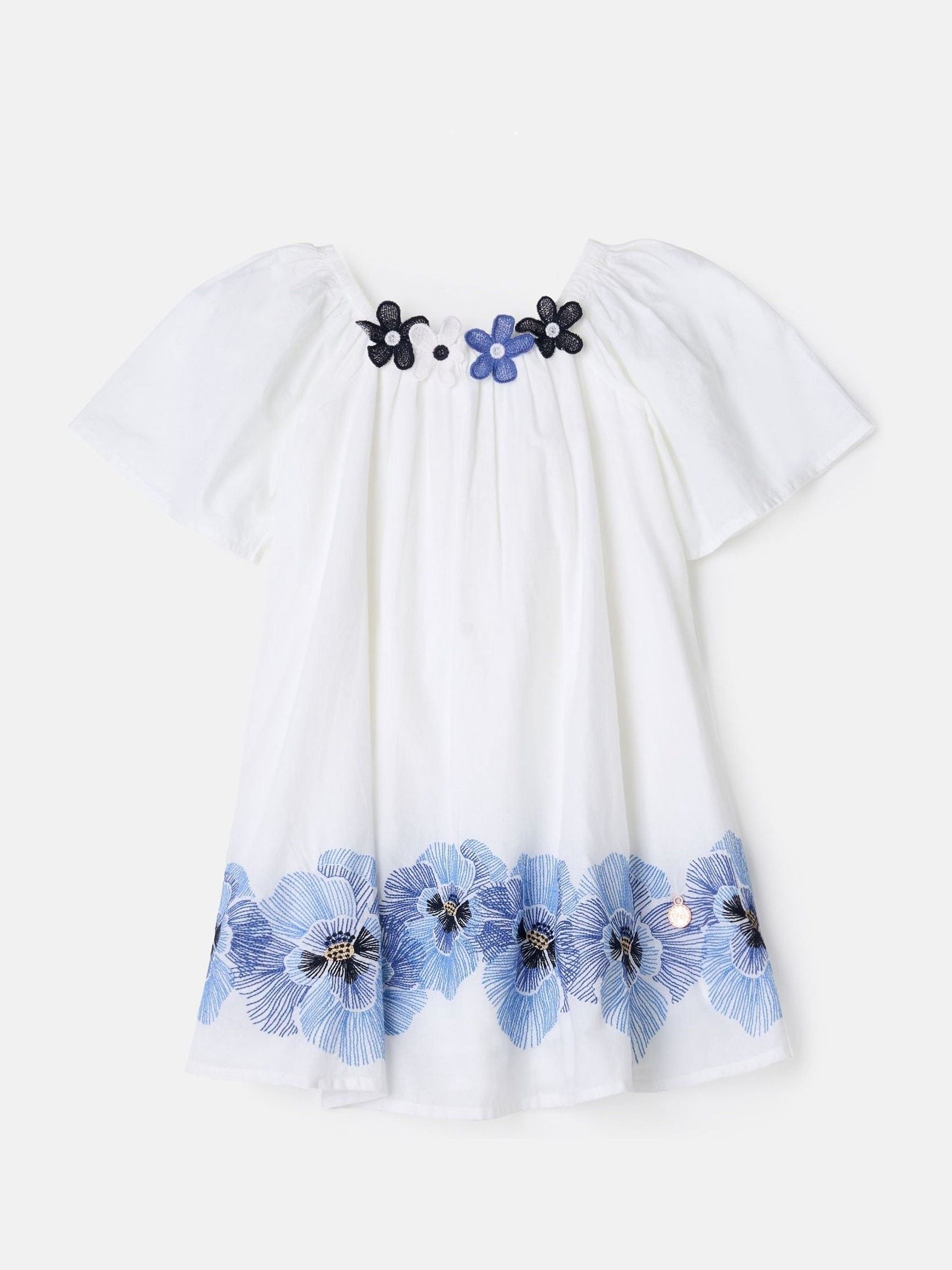 Angel & Rocket White Coletta Embroidered 100% Cotton Swing Dress