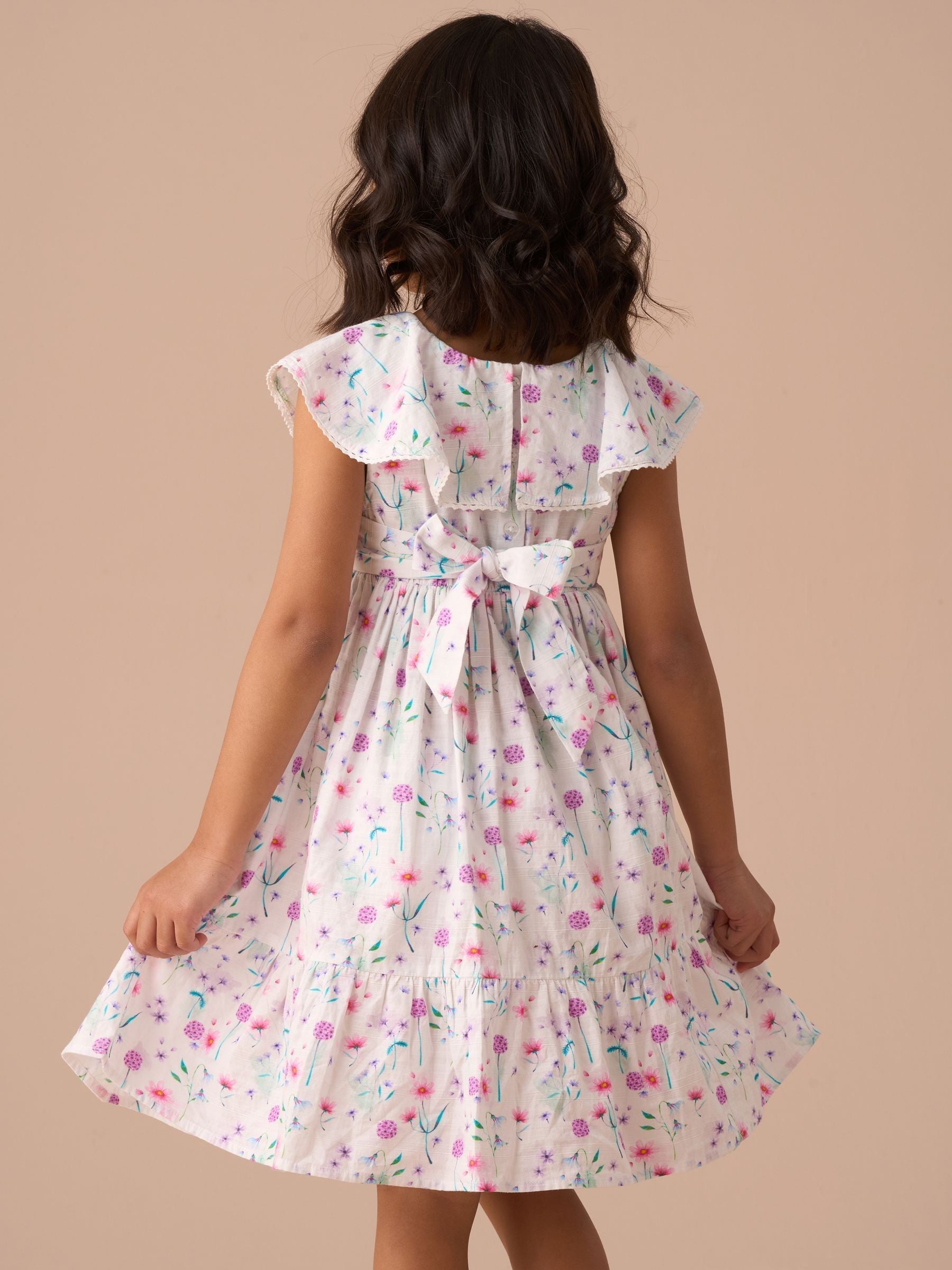 Angel & Rocket White Eloisa Floral Print 100% Cotton Collar Sundress