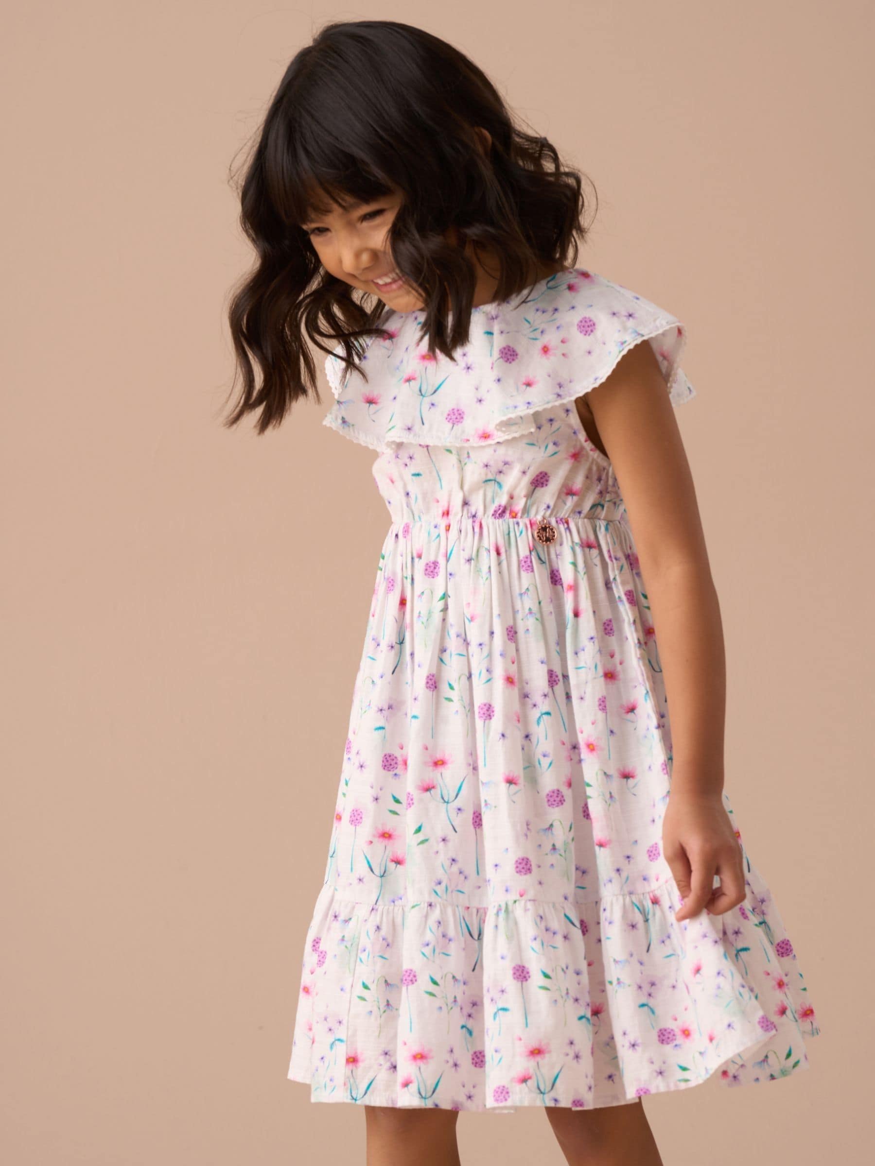 Angel & Rocket White Eloisa Floral Print 100% Cotton Collar Sundress