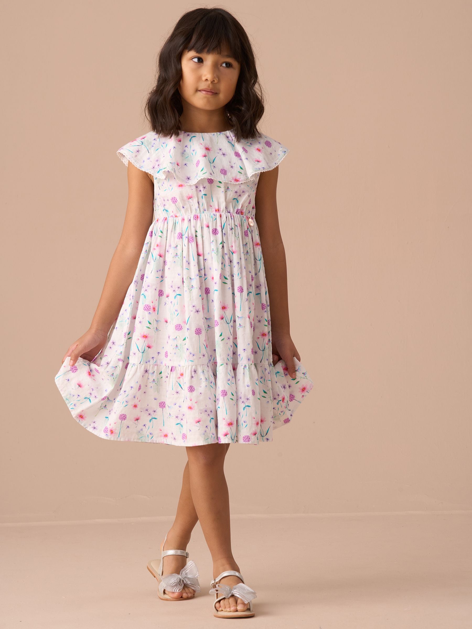 Angel & Rocket White Eloisa Floral Print 100% Cotton Collar Sundress