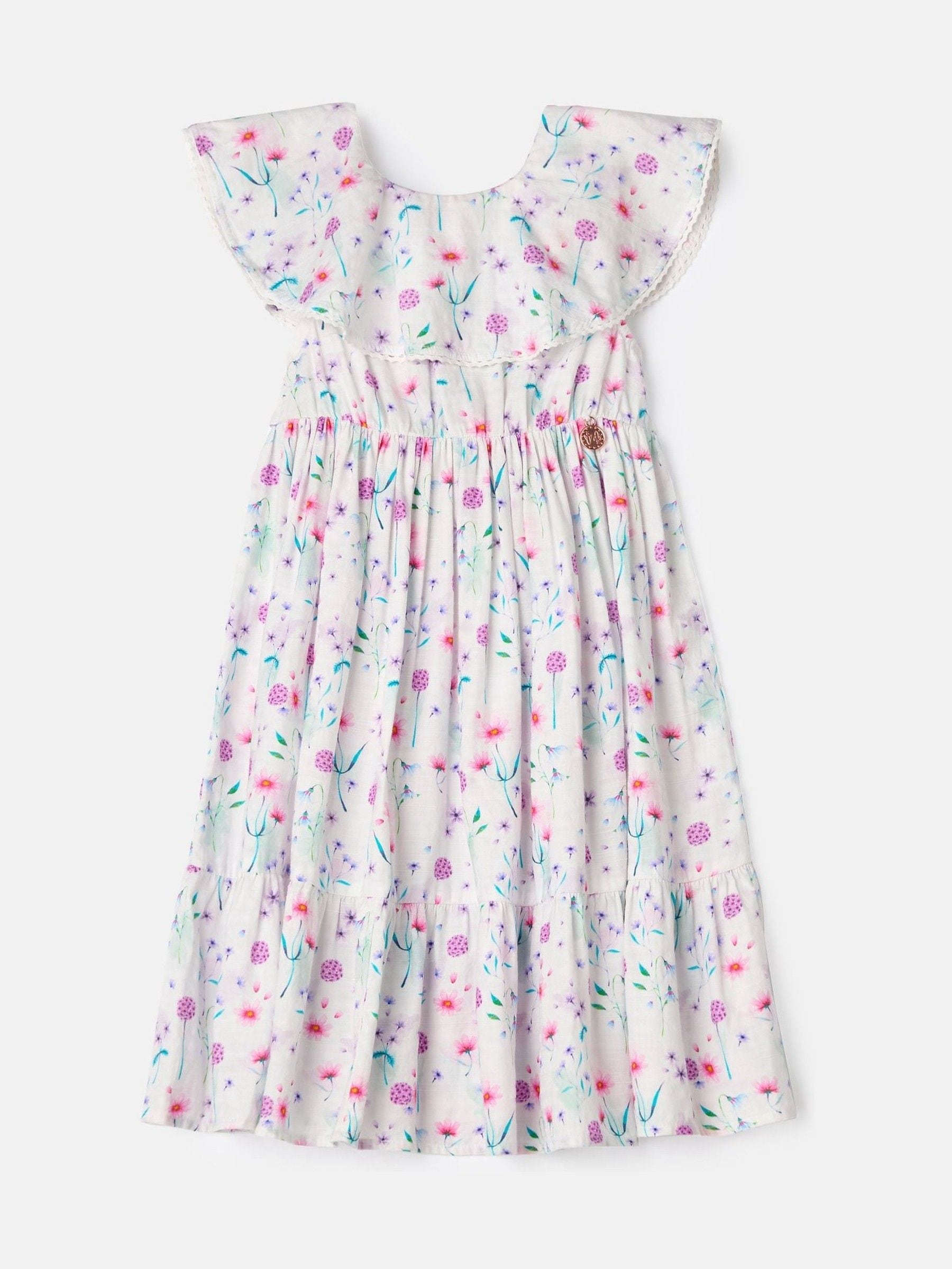 Angel & Rocket White Eloisa Floral Print 100% Cotton Collar Sundress