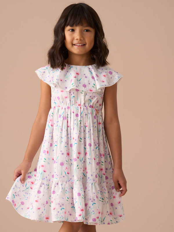 Angel & Rocket White Eloisa Floral Print 100% Cotton Collar Sundress