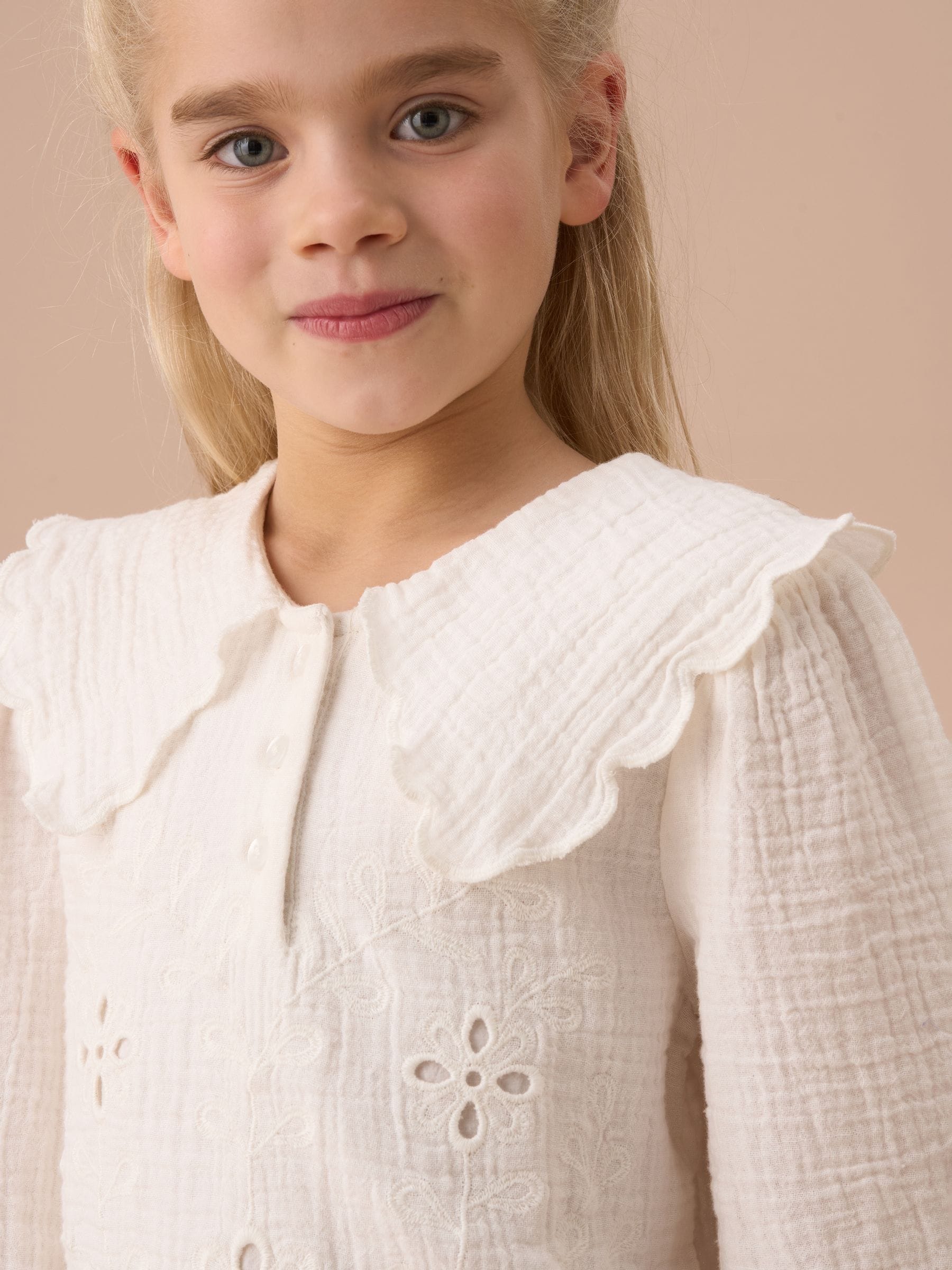 Angel & Rocket White Emma Cape Collar Embroidered 100% Cotton Top