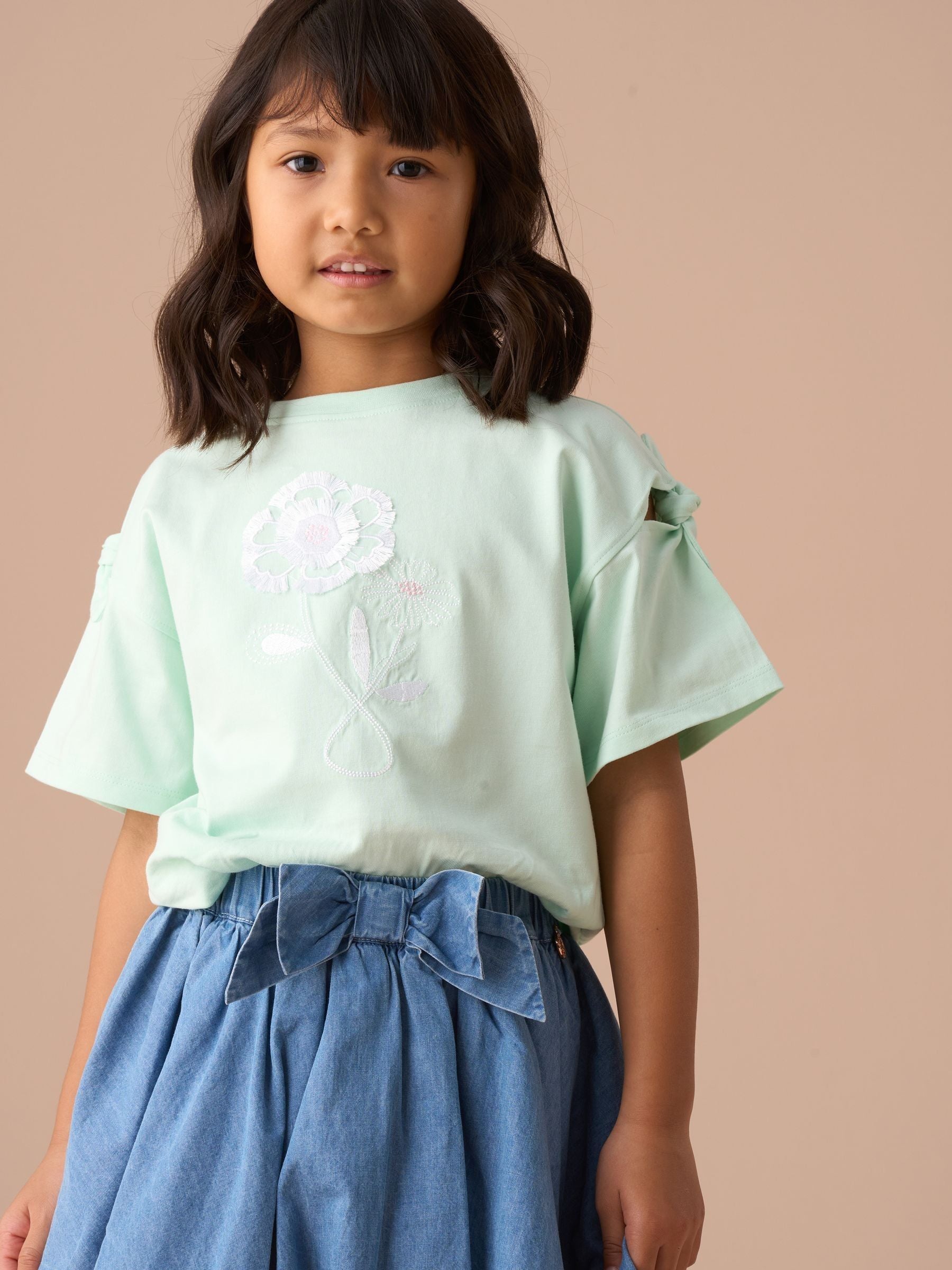 Angel & Rocket Green Leena Mint Tie Sleeve Top