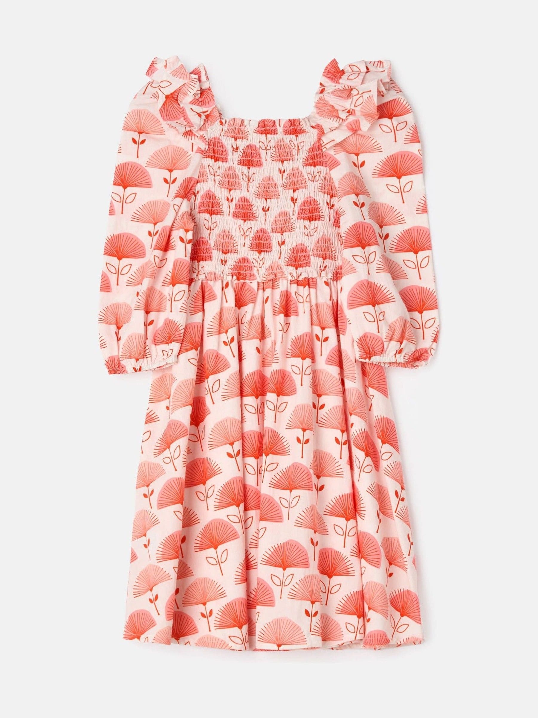 Angel & Rocket Pink Lola Ruffle Shoulder Print Dress