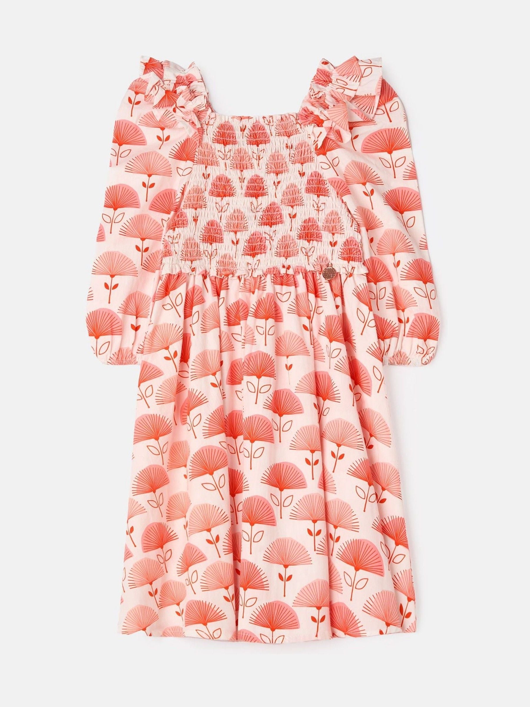 Angel & Rocket Pink Lola Ruffle Shoulder Print Dress