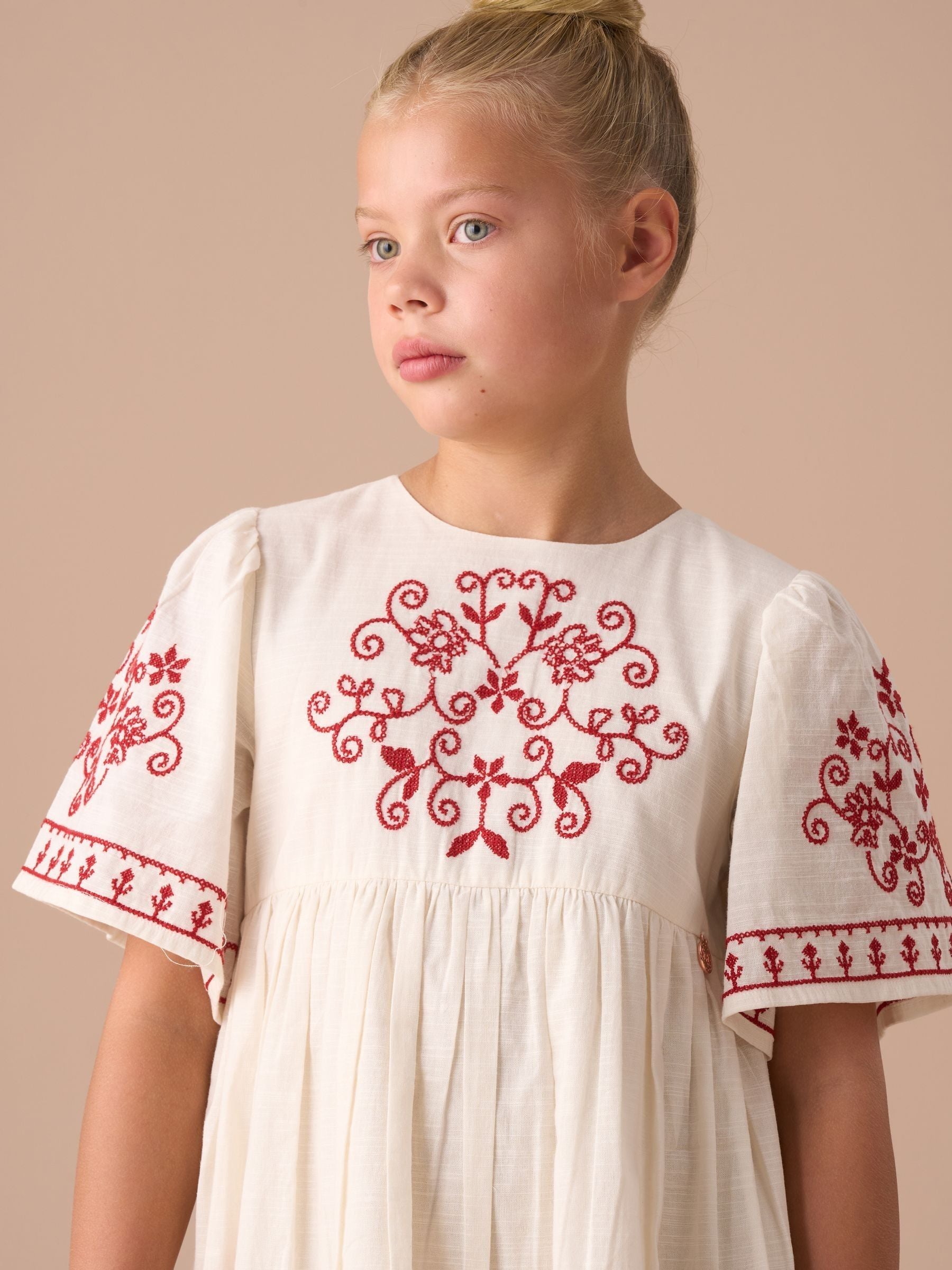 Angel & Rocket Nude Reyna Embroidered Swing Dress