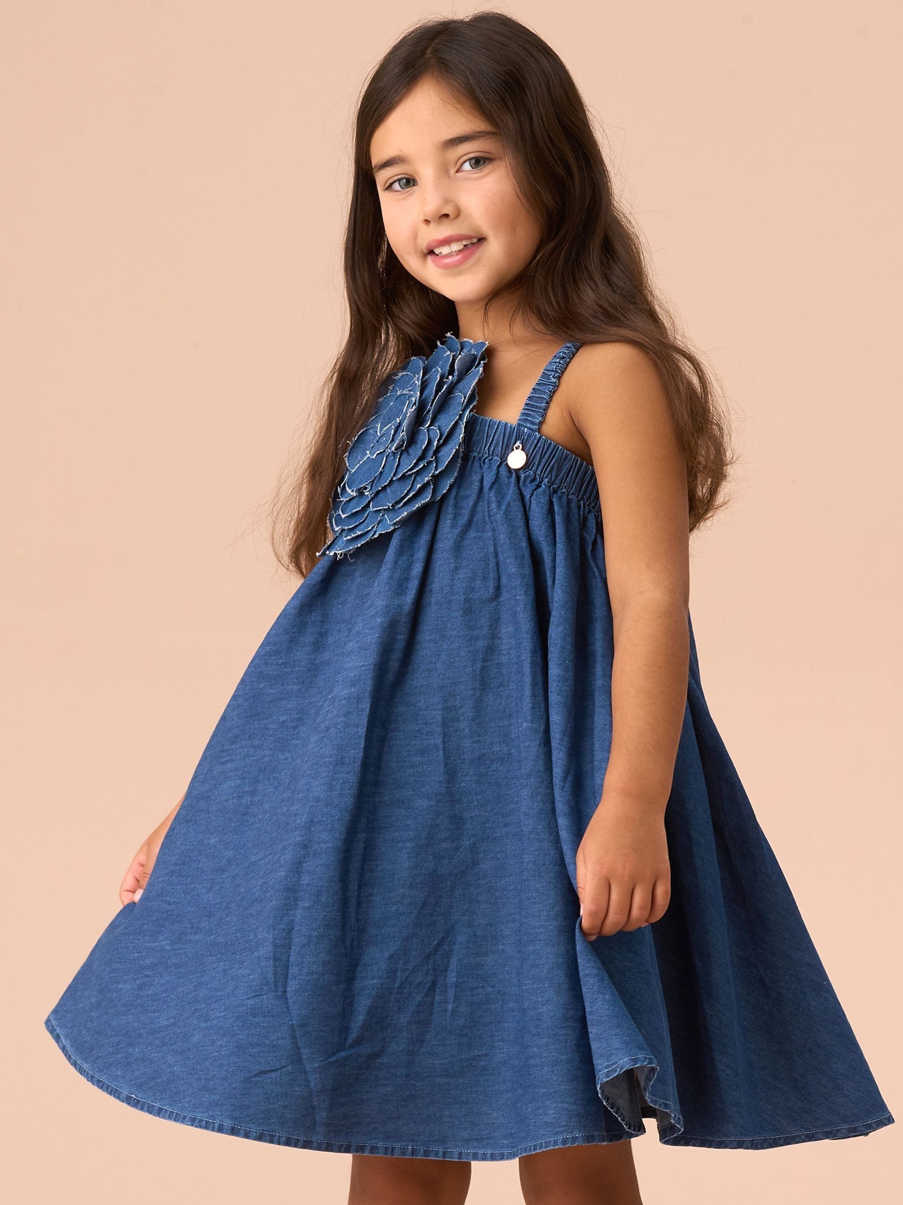 Angel & Rocket Blue Marnie Denim Corsage Swing 100% Cotton Dress