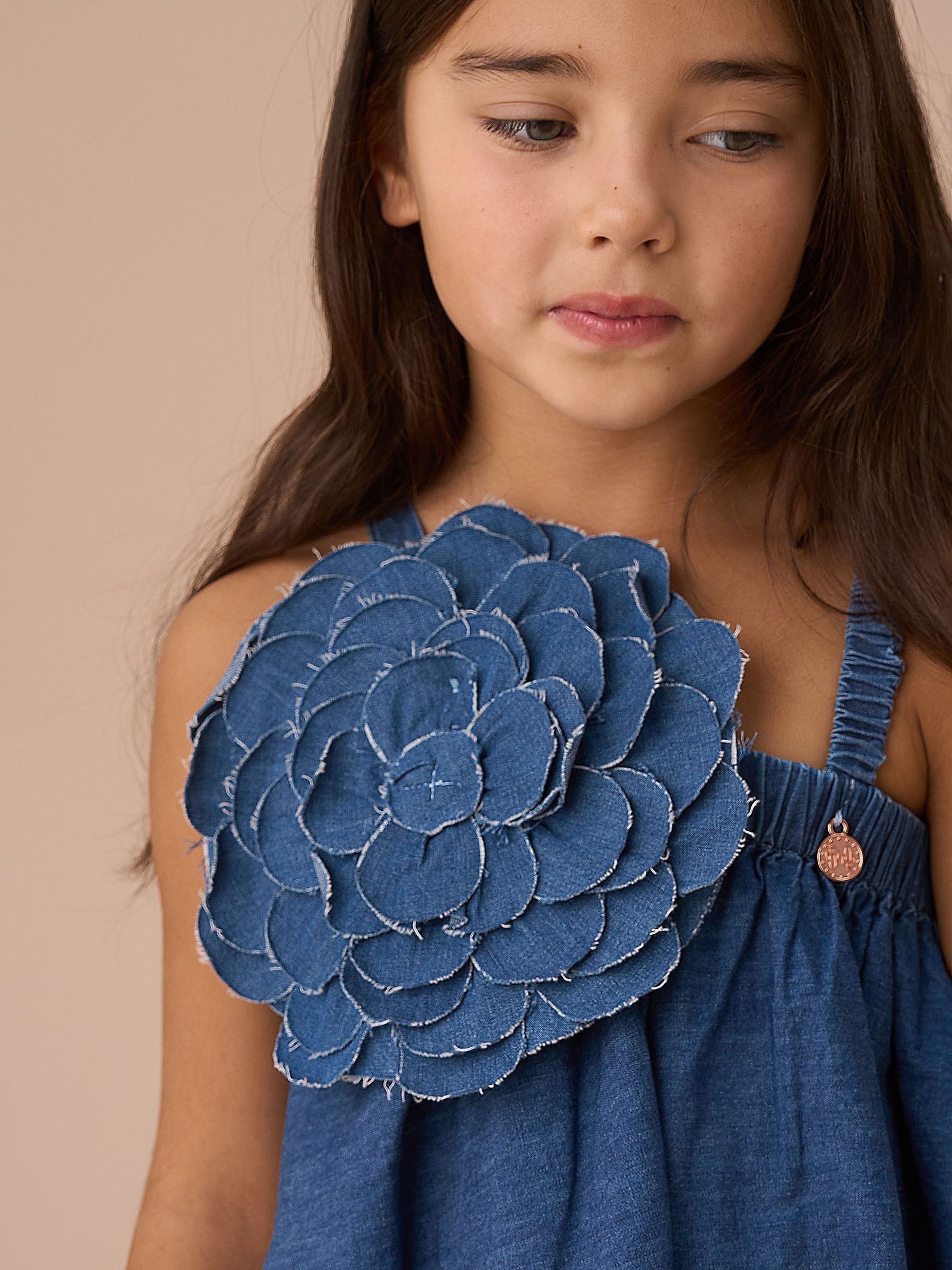 Angel & Rocket Blue Marnie Denim Corsage Swing 100% Cotton Dress