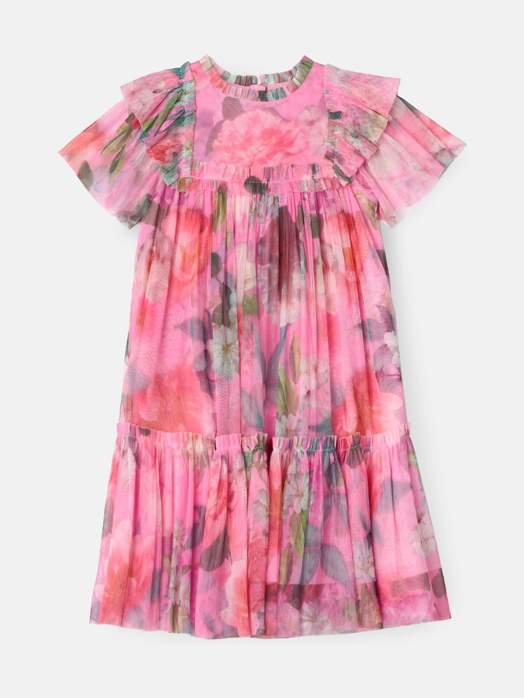 Angel & Rocket Pink Printed Tulle Dress