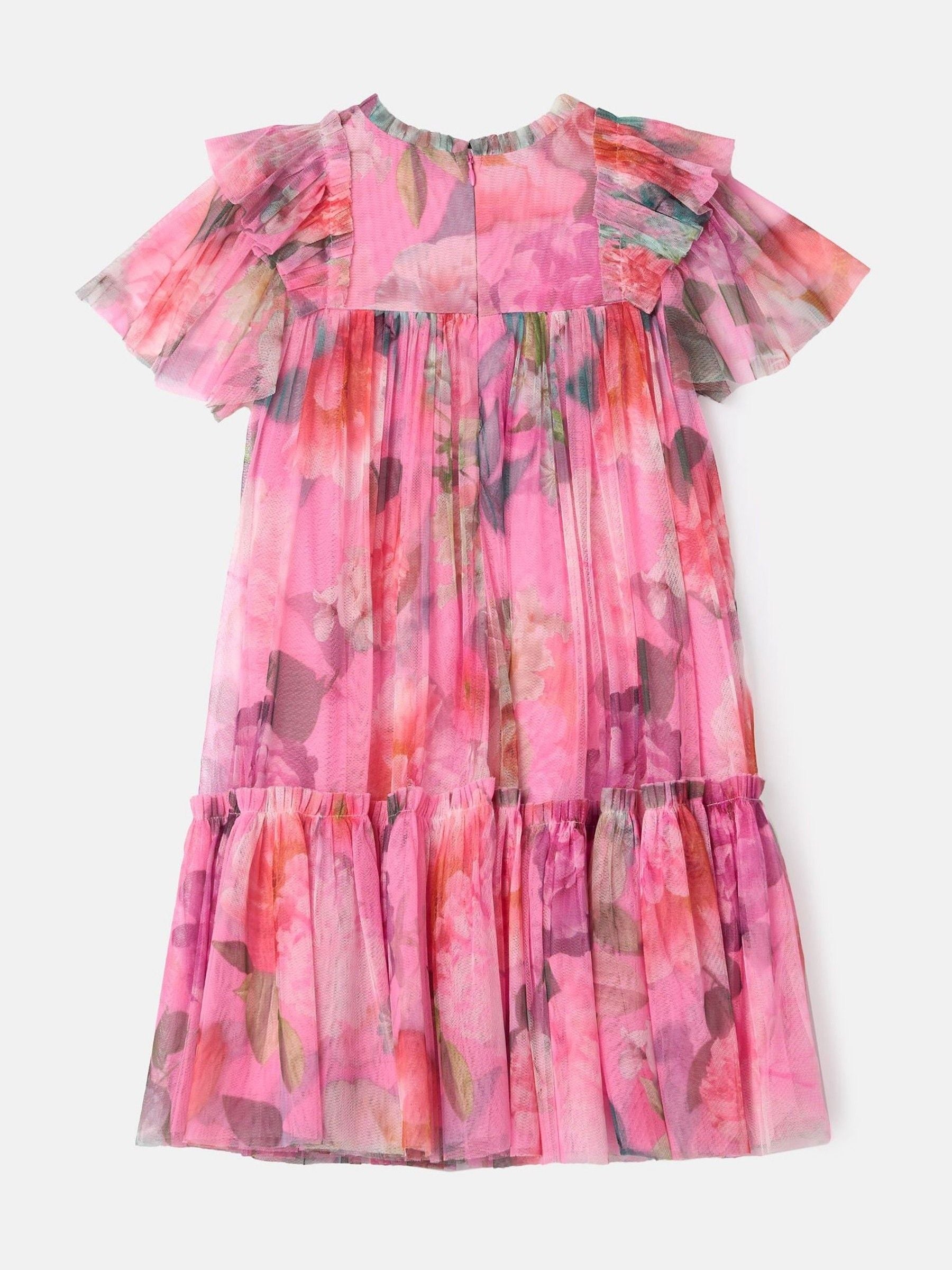 Angel & Rocket Pink Printed Tulle Dress